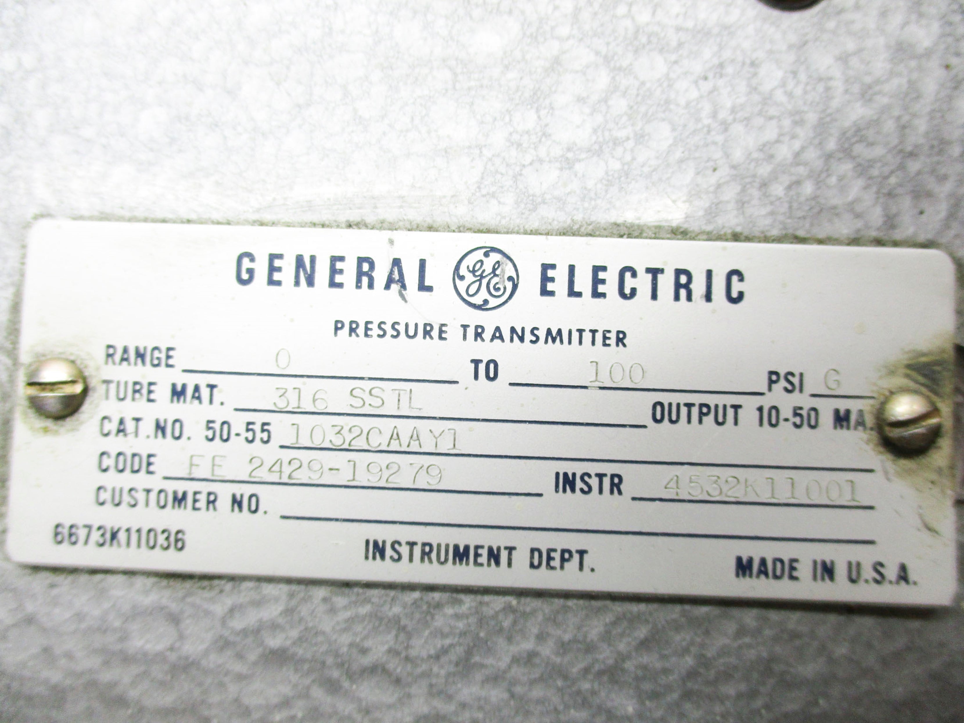 GENERAL ELECTRIC 50-551032CAAY1 UNMP