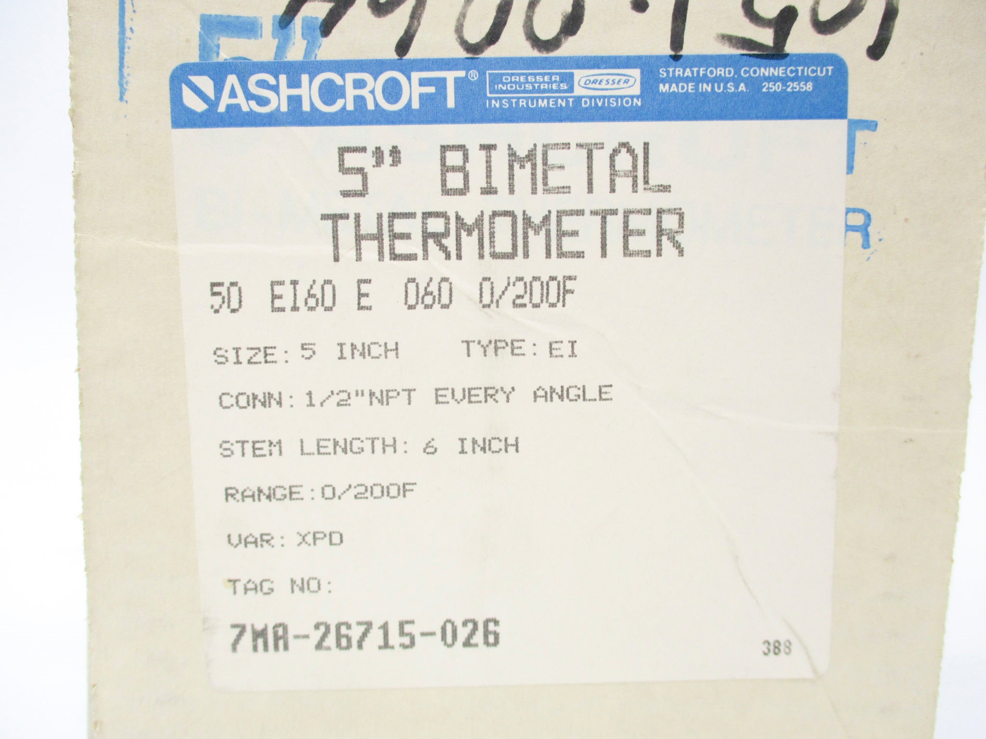 ASHCROFT 50EI60E060 0/200'F 5" NSMP