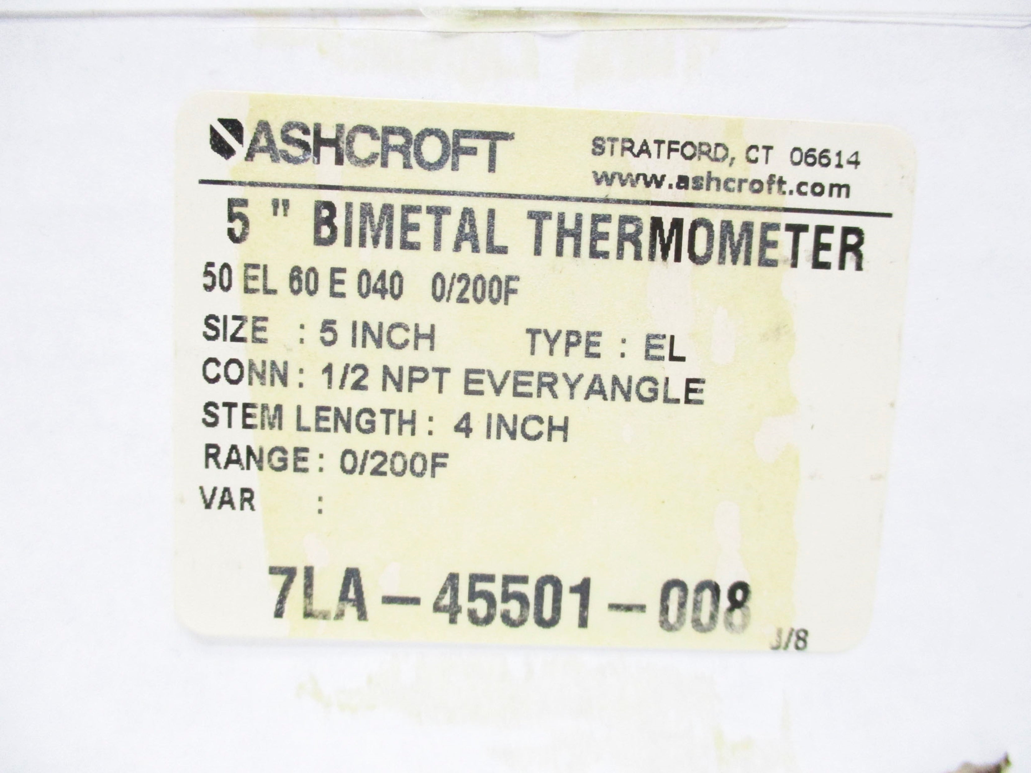 ASHCROFT 50EL60E040 0-200F NSMP