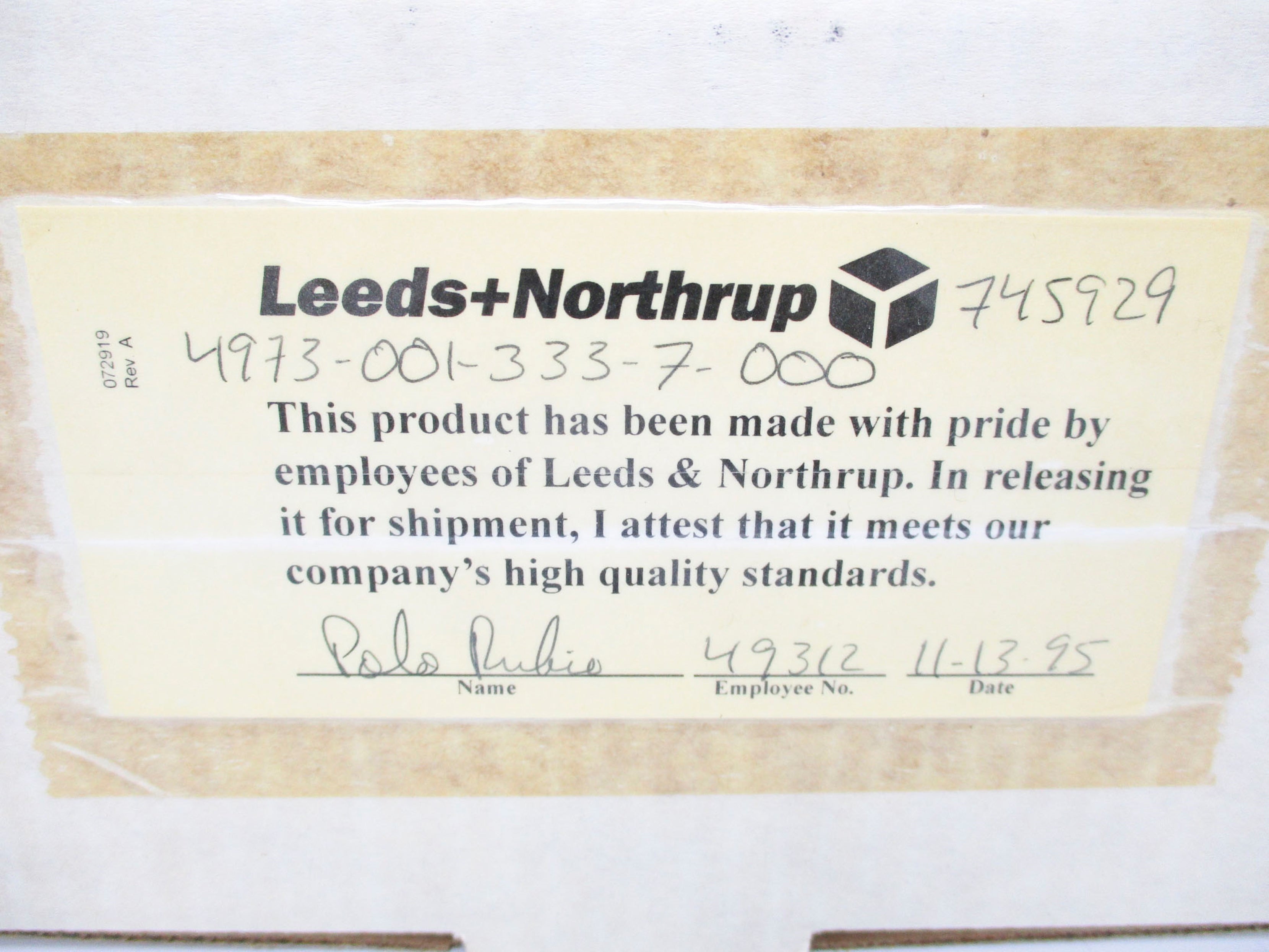 LEEDS+NORTHRUP 4973-001-333-7-000 NSMP
