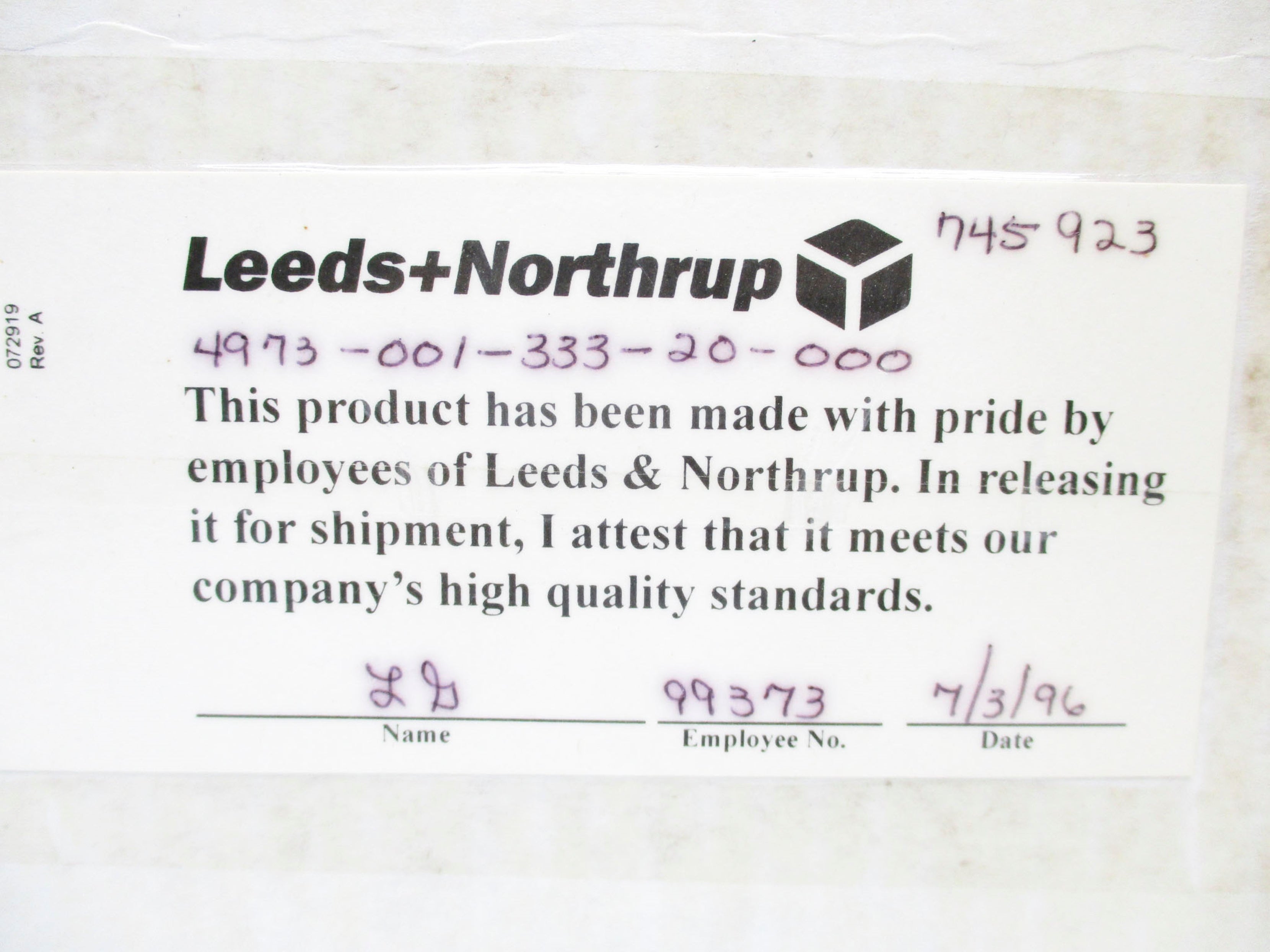 LEEDS+NORTHRUP 4973-001-333-20-000 NSMP