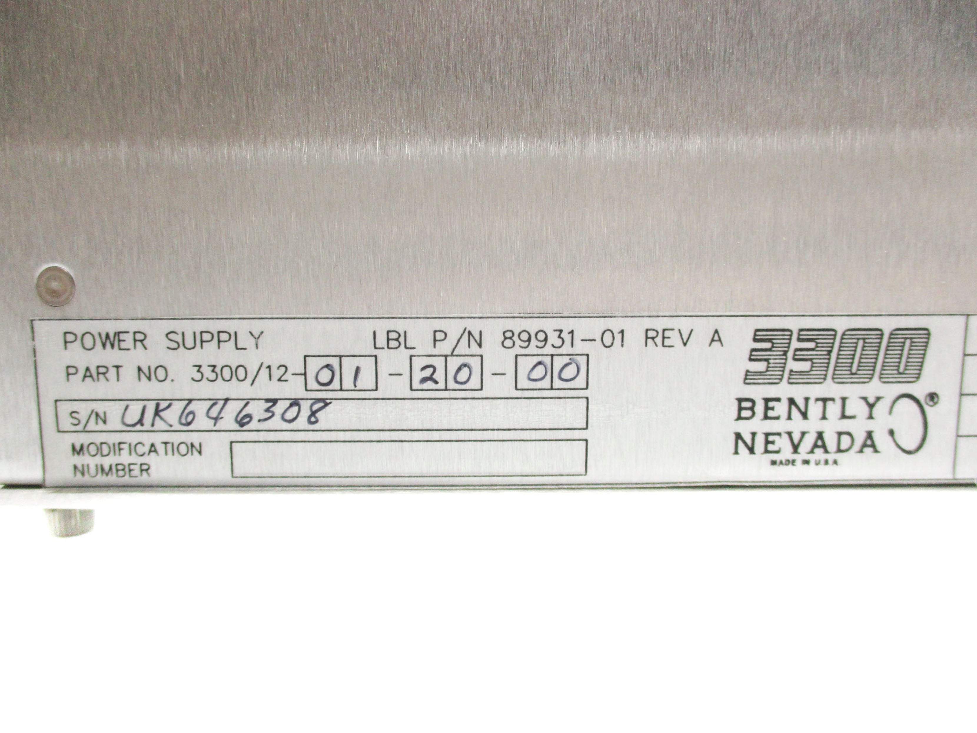 BENTLY NEVADA 3300/12-01-20-00 REV. A NSMP