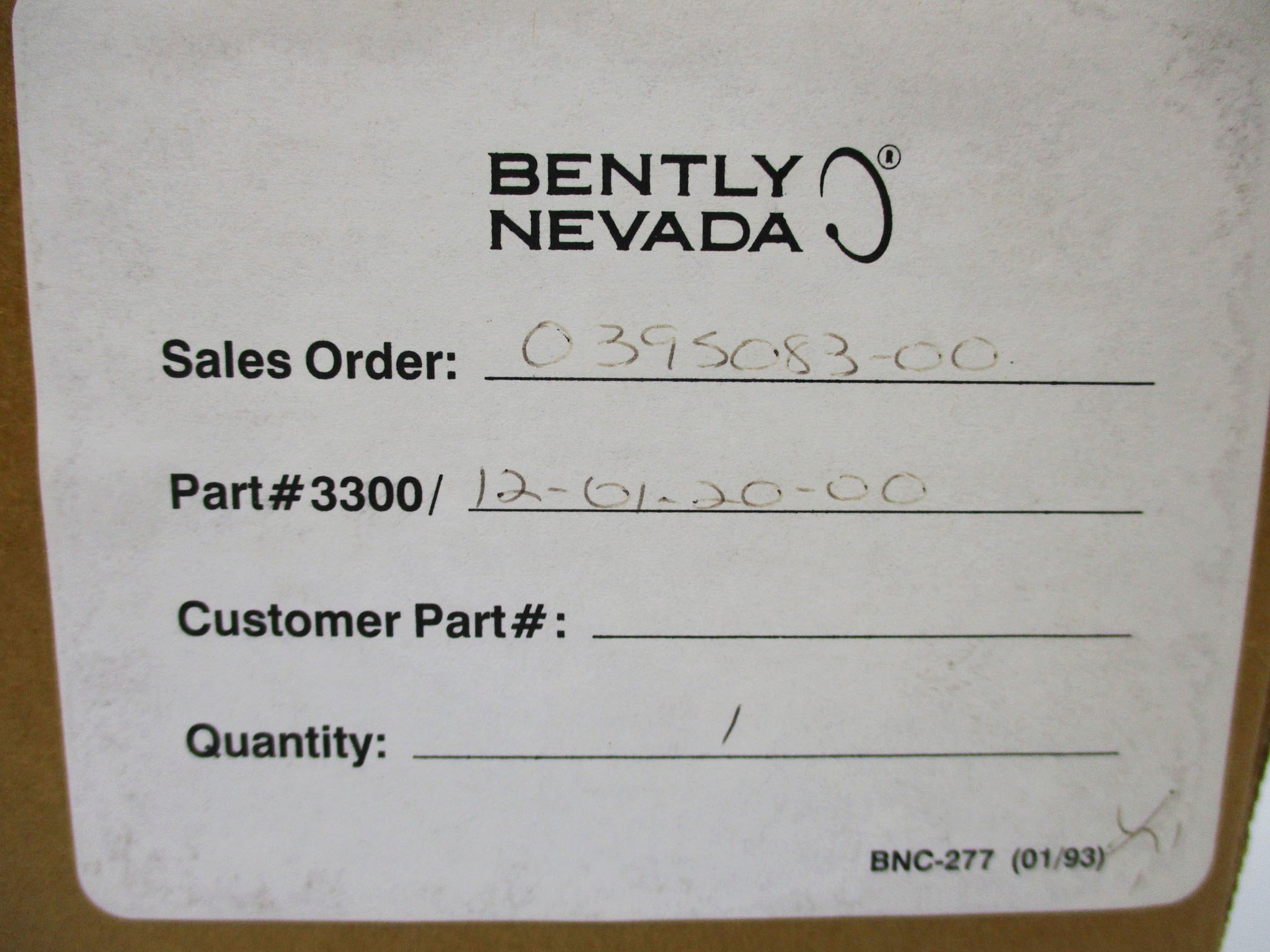 BENTLY NEVADA 3300/12-01-20-00 REV. A NSMP