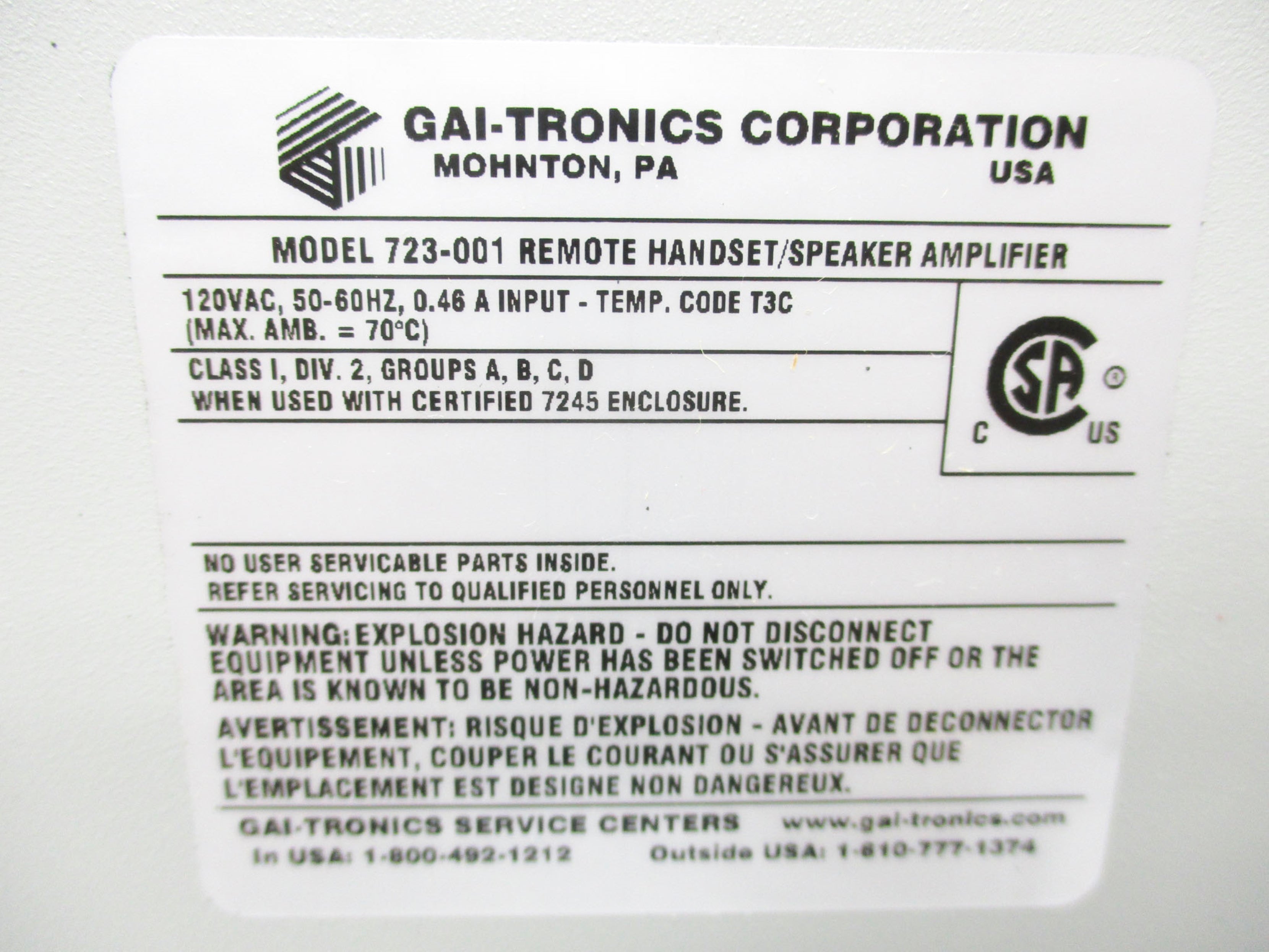 GAI-TRONICS 723-001 NSNP