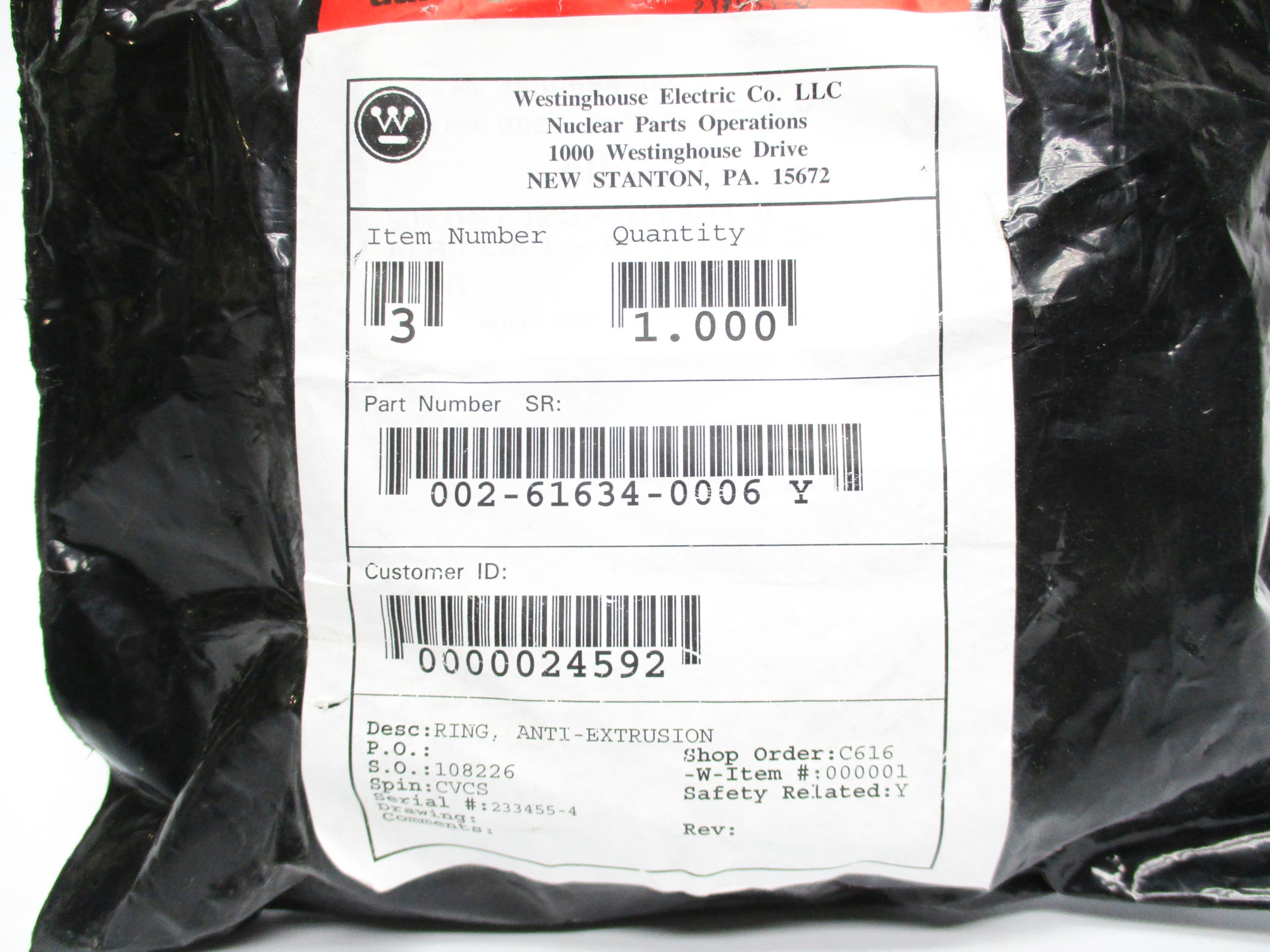 WESTINGHOUSE 002-61634-0006 Y NSFS