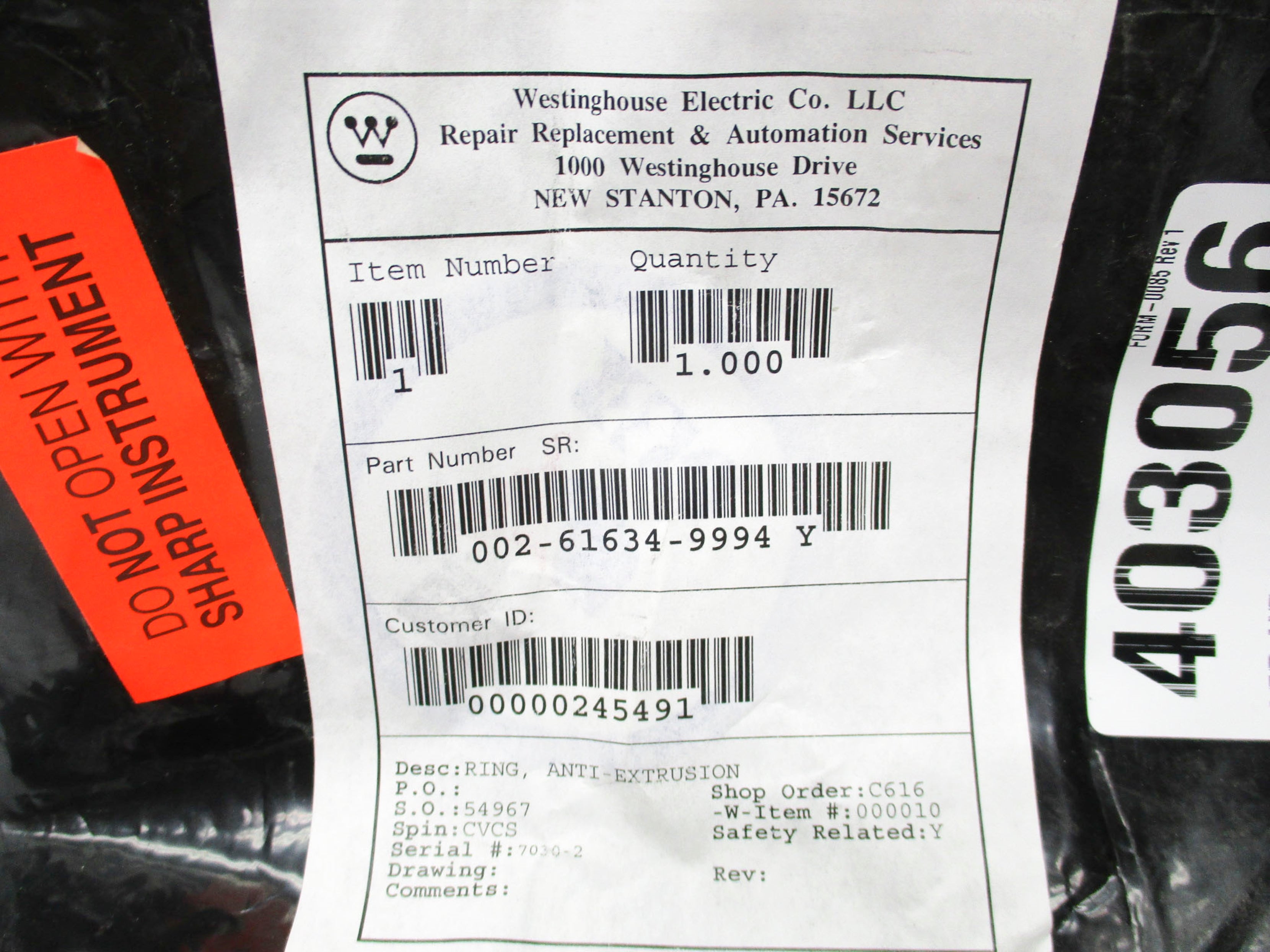 WESTINGHOUSE 002-61634-9994 Y NSNP