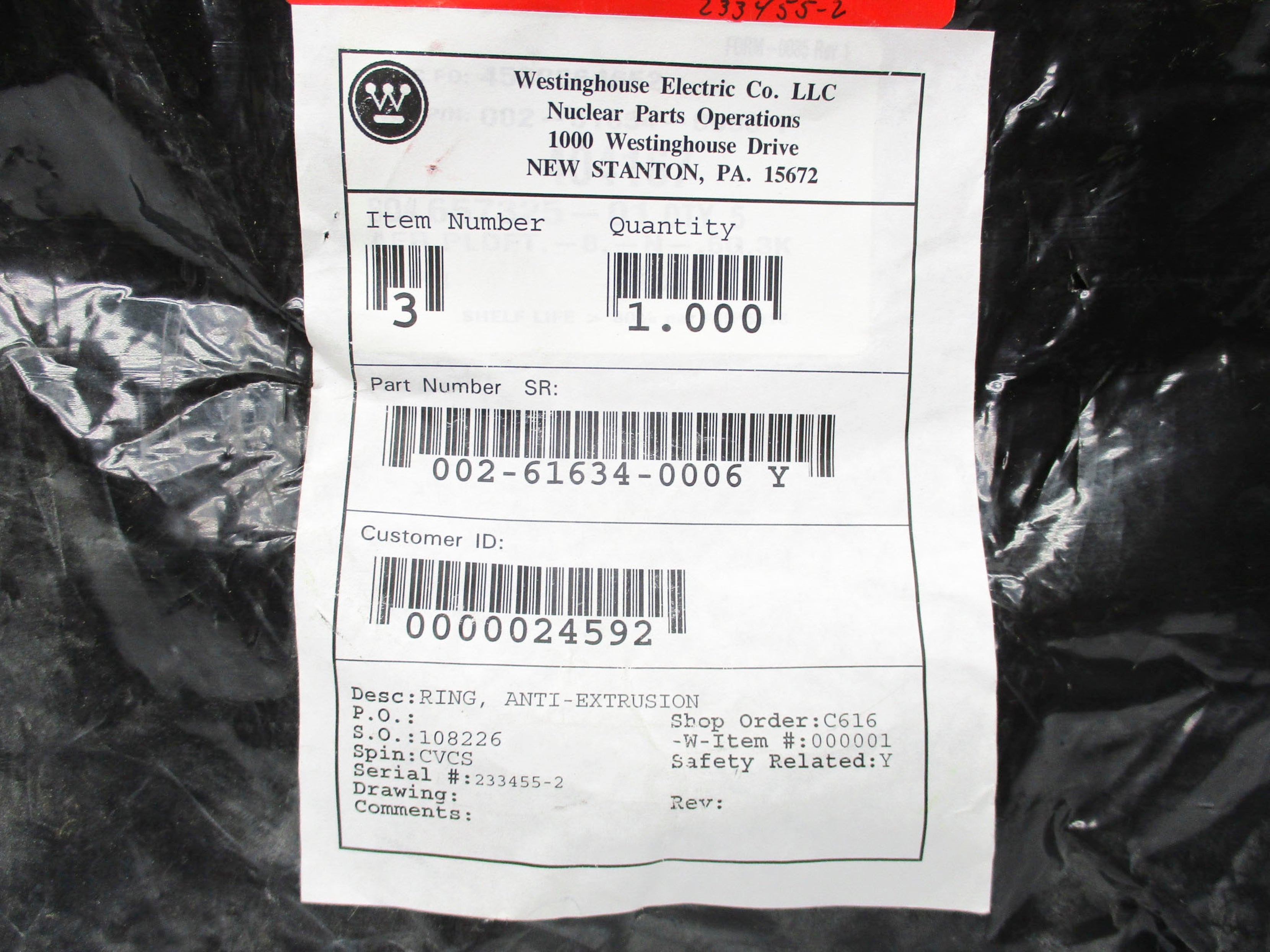 WESTINGHOUSE 002-61634-0006 Y NSNP