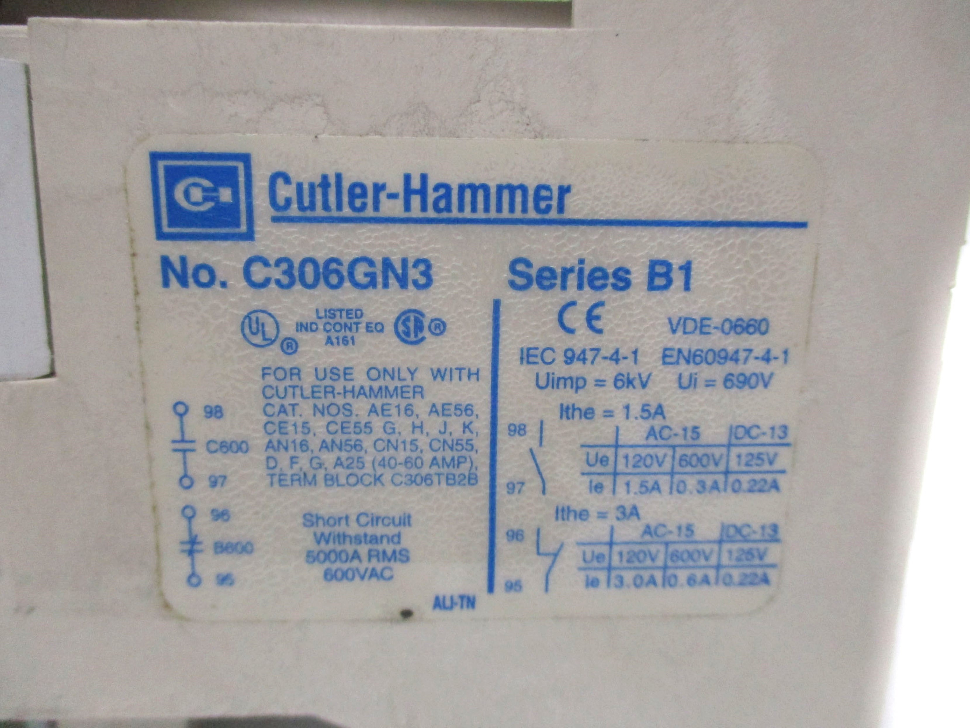 CUTLER HAMMER AE16HN0 SER. B1 UNMP