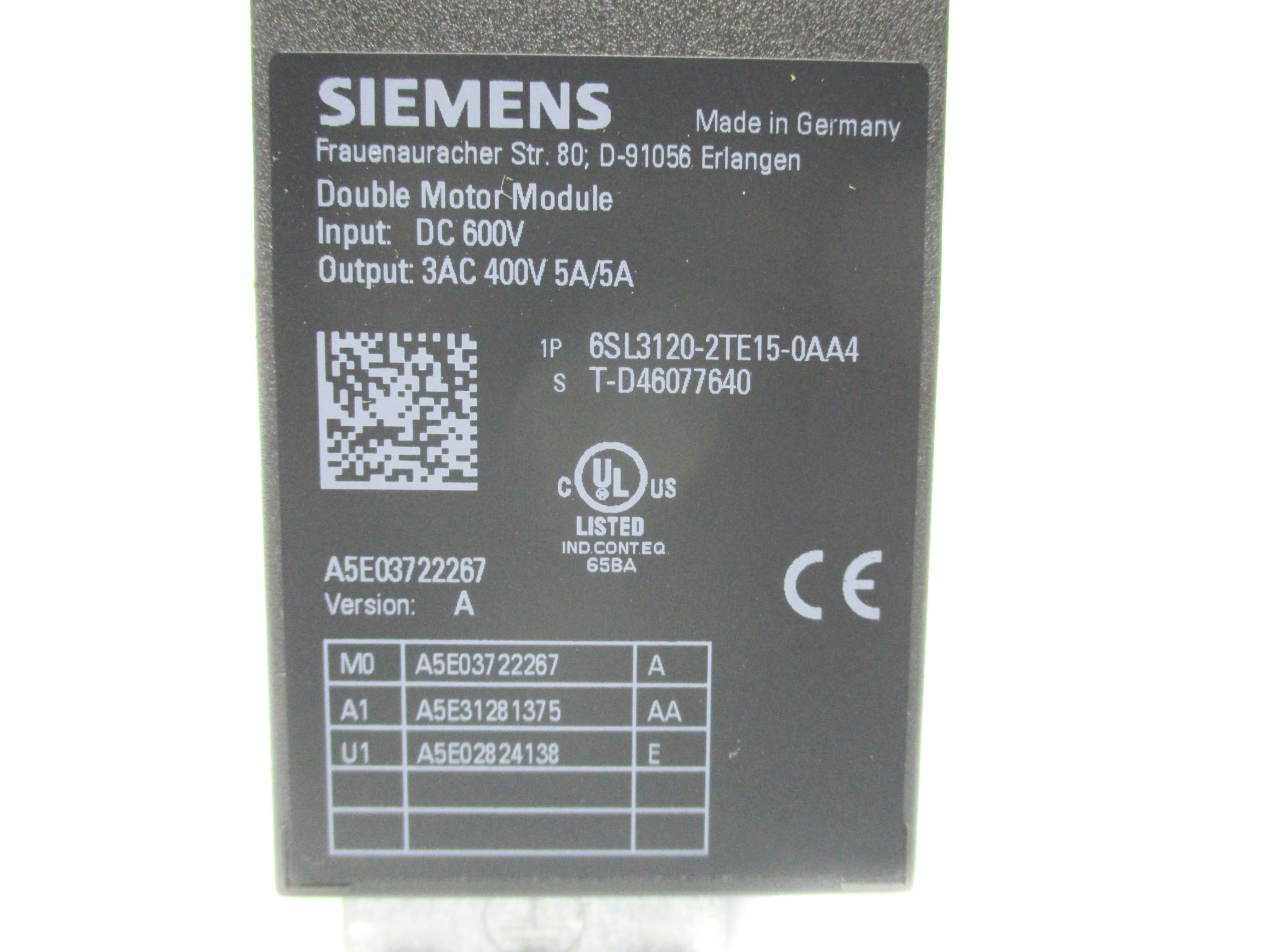 SIEMENS 6SL3120-2TE15-0AA4 NSMP