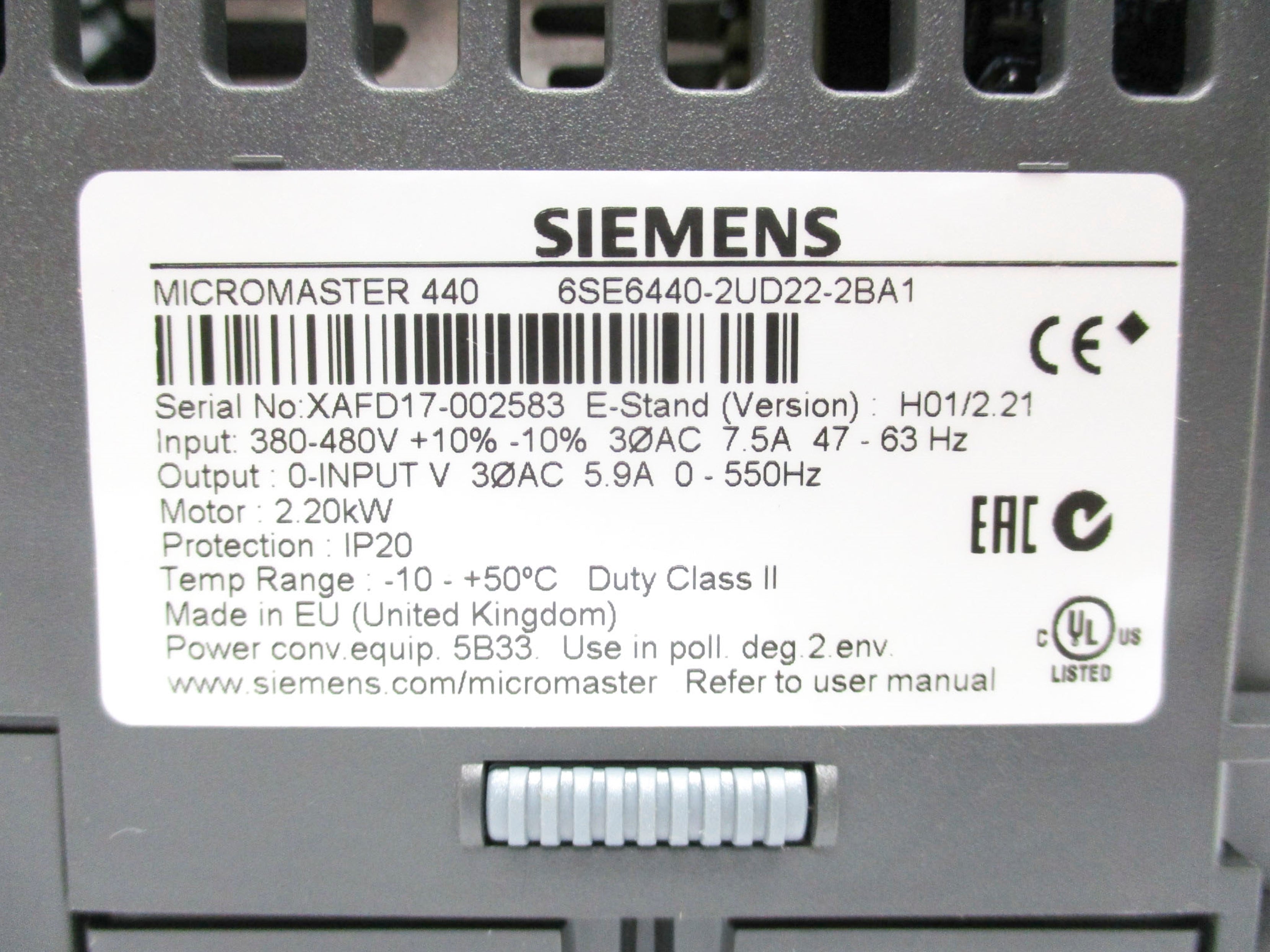 SIEMENS 6SE6440-2UD22-2BA1 NSMP