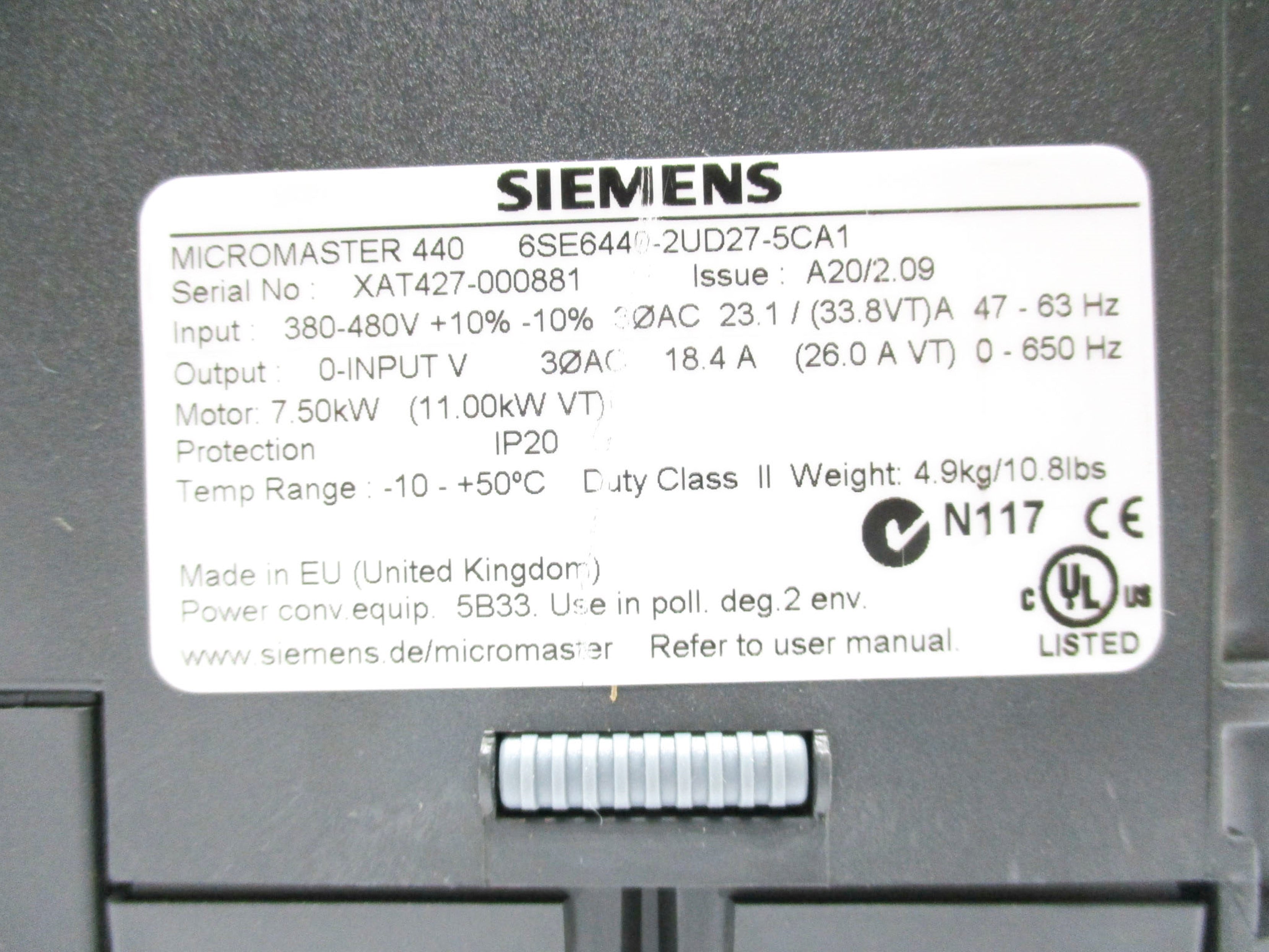 SIEMENS 6SE6440-2UD27-5CA1 NSMP