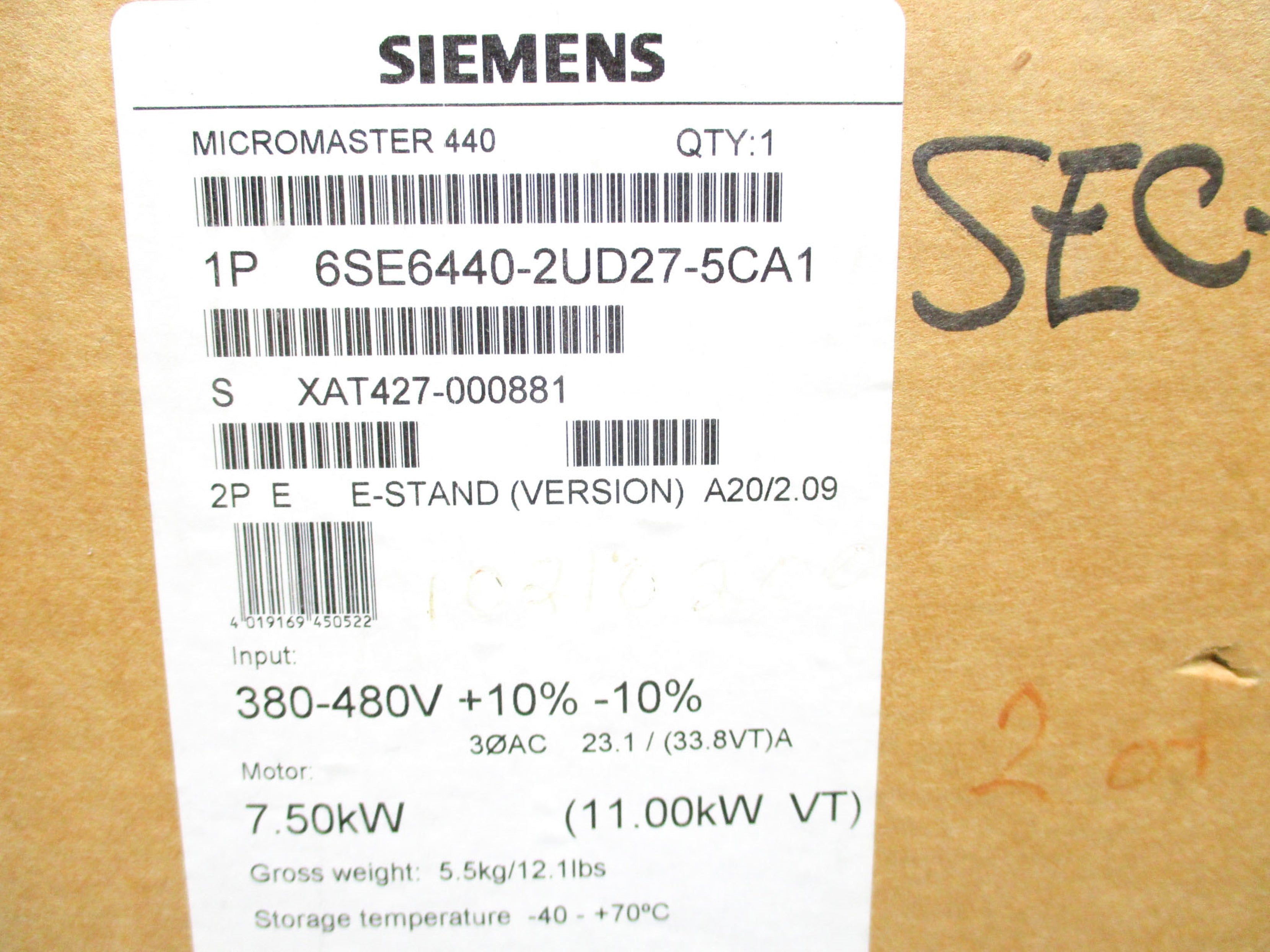 SIEMENS 6SE6440-2UD27-5CA1 NSMP