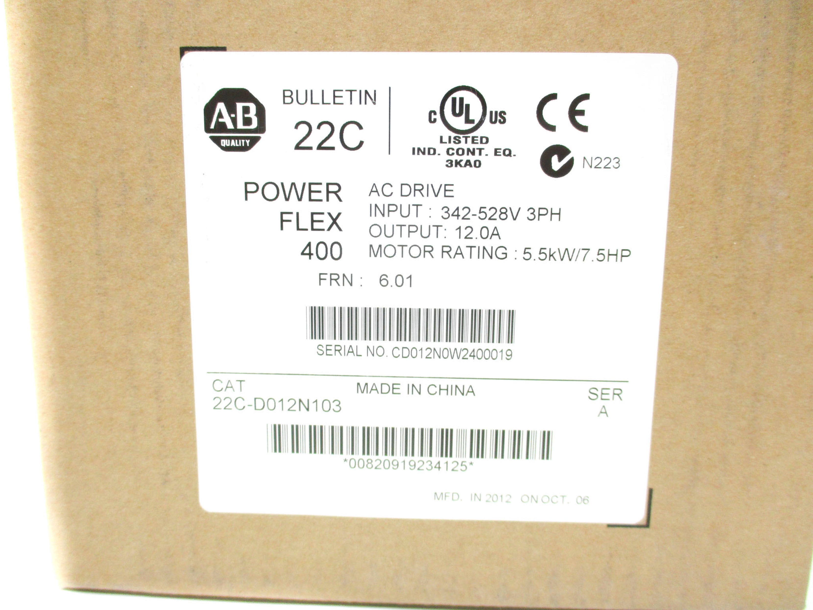 ALLEN BRADLEY 22C-D012N103 SER. A NSMP