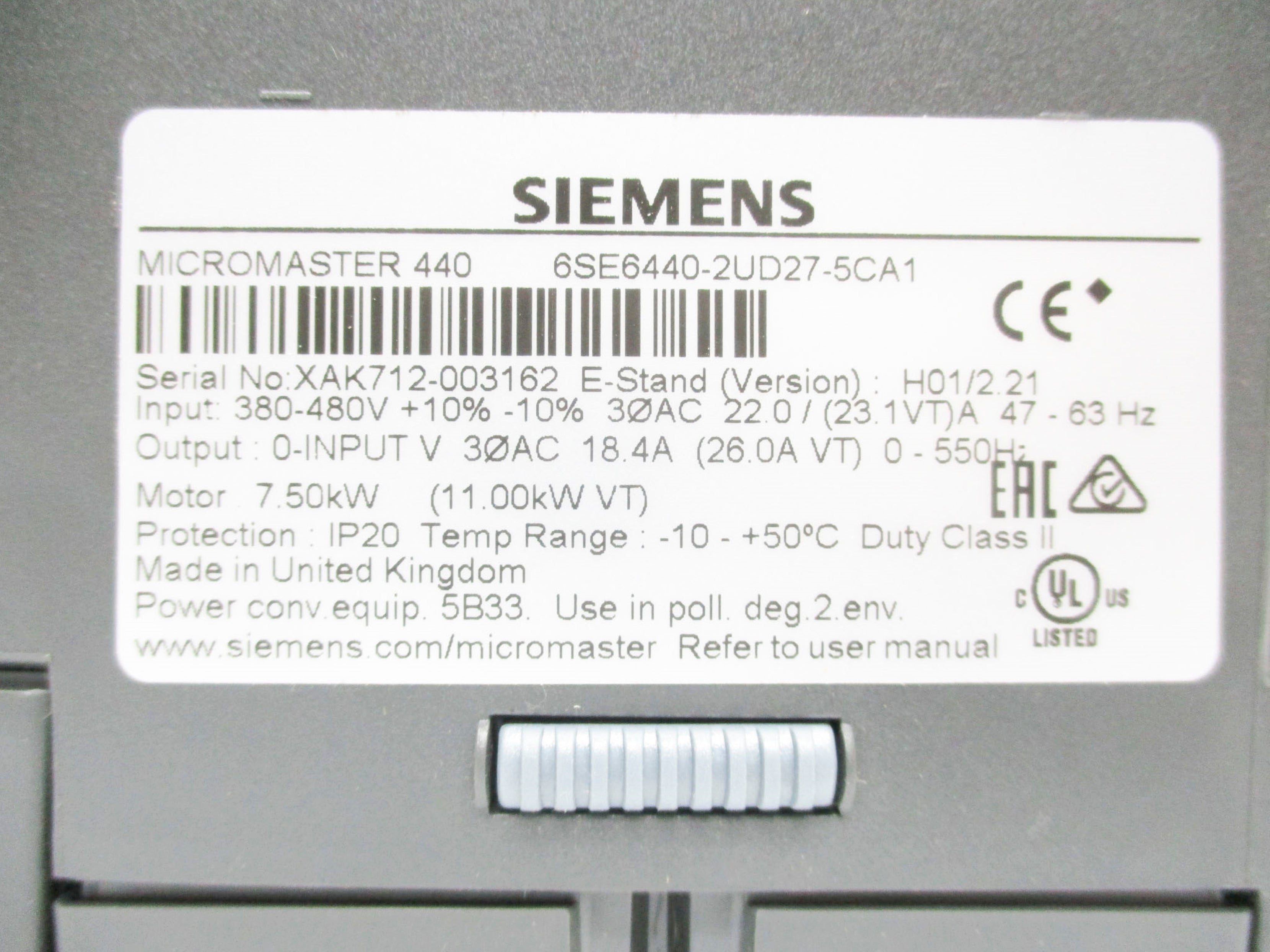 SIEMENS 6SE6440-2UD27-5CA1 NSMP