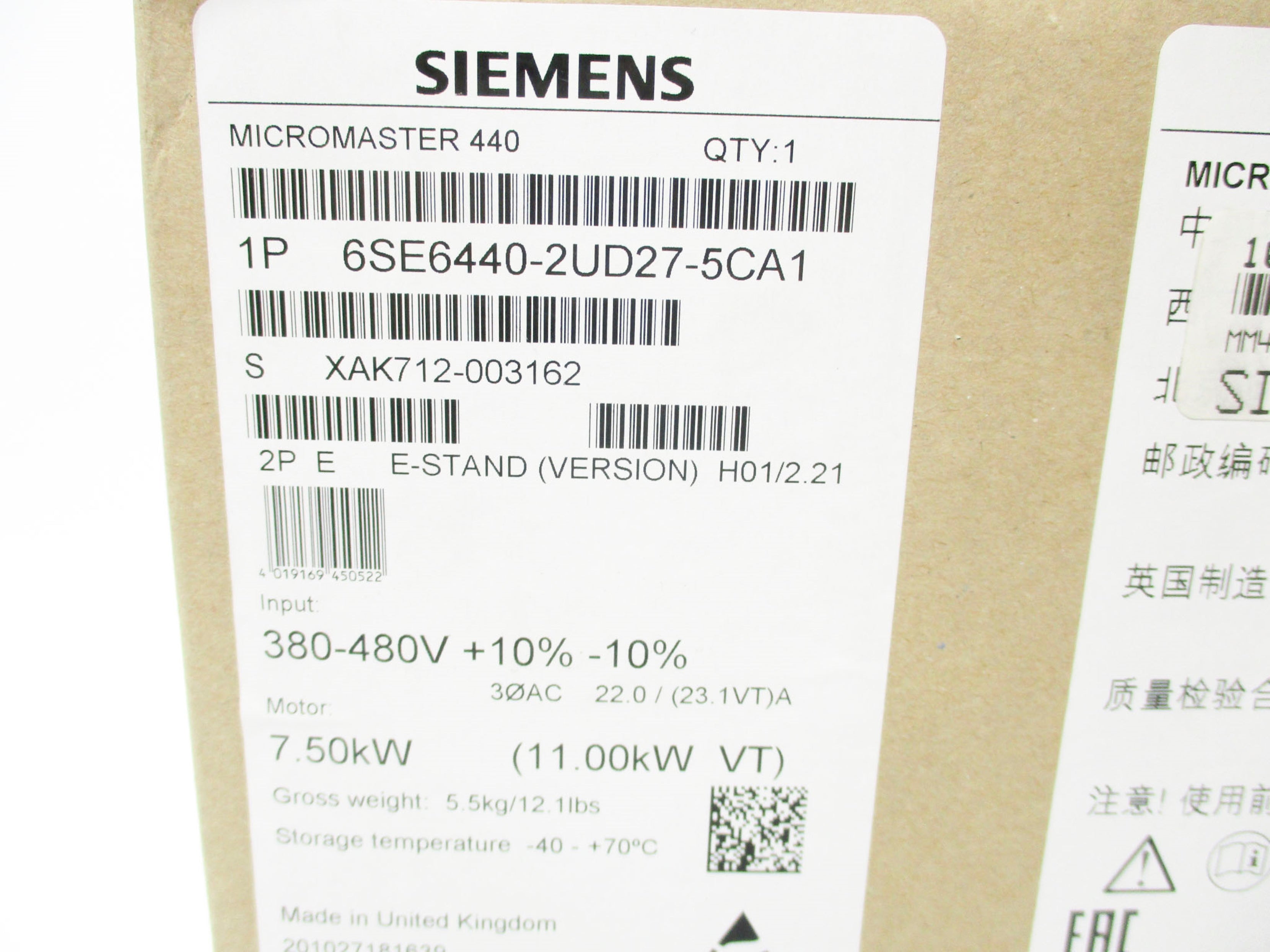 SIEMENS 6SE6440-2UD27-5CA1 NSMP