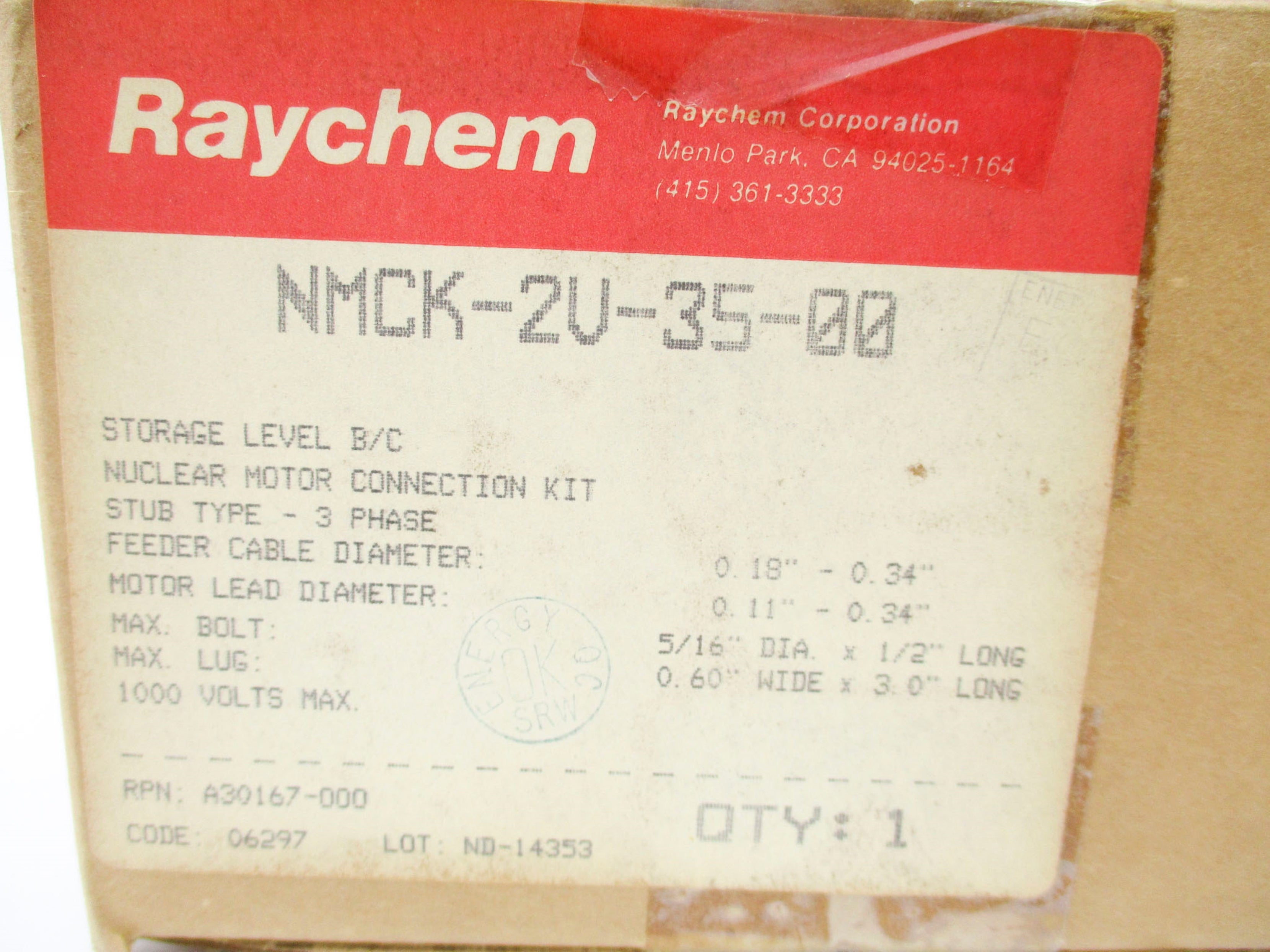 RAYCHEM NMCK-2V-35-00 NSMP