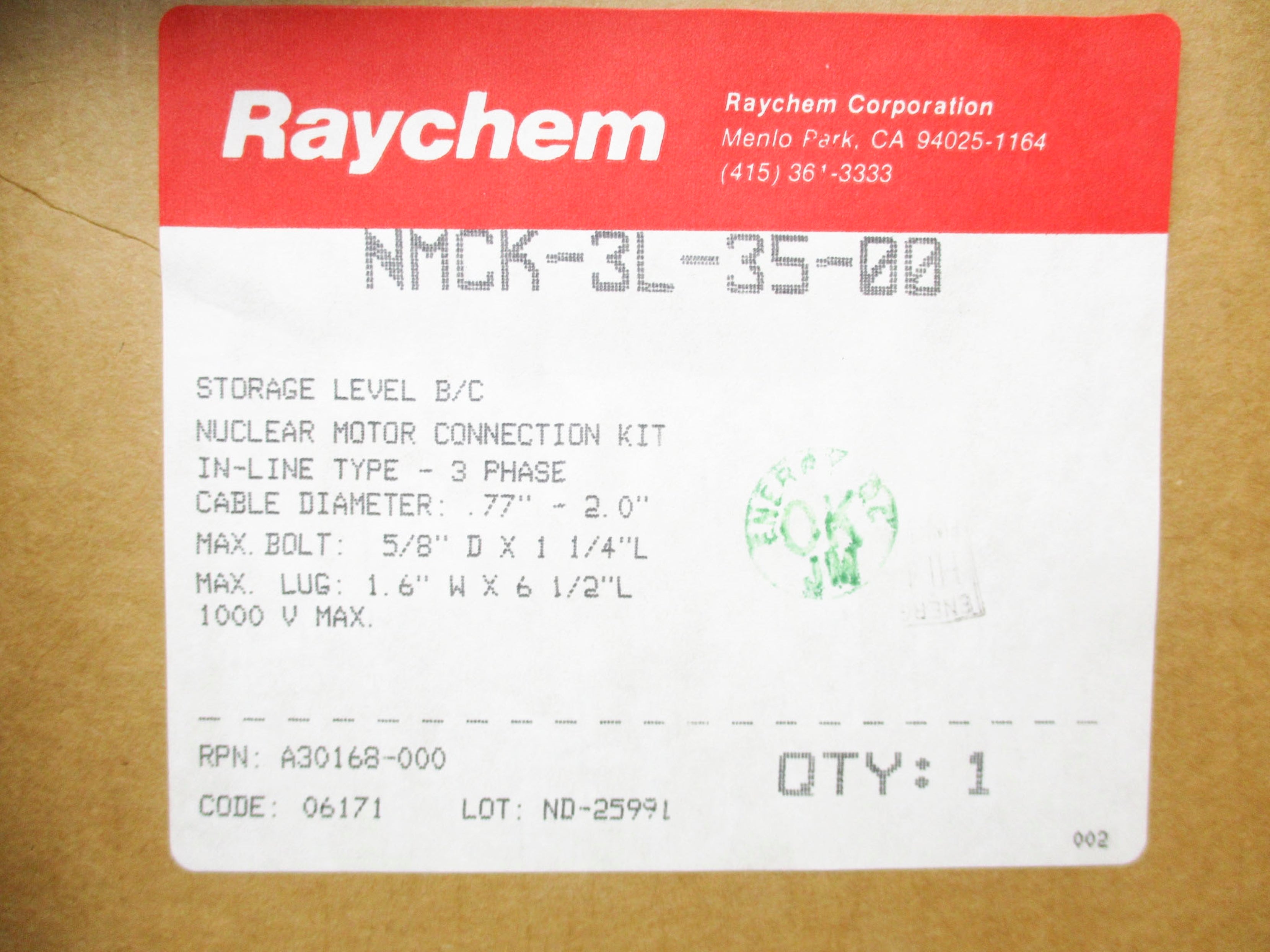 RAYCHEM NMCK-3L-35-00 NSFS