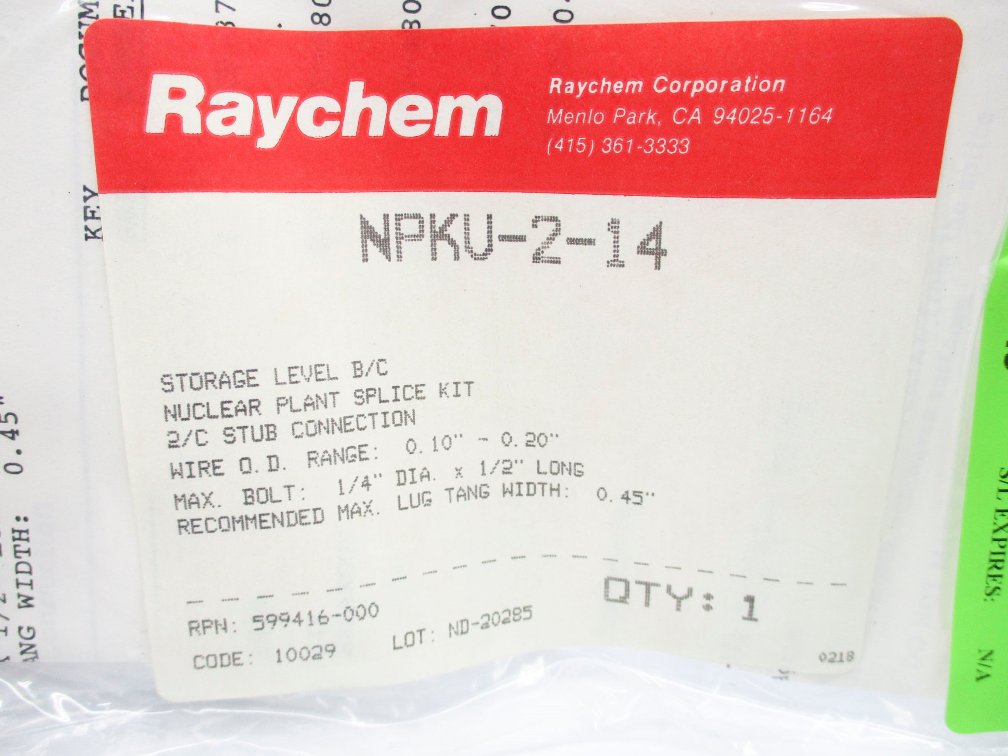 RAYCHEM NPKV-2-14 NSNP