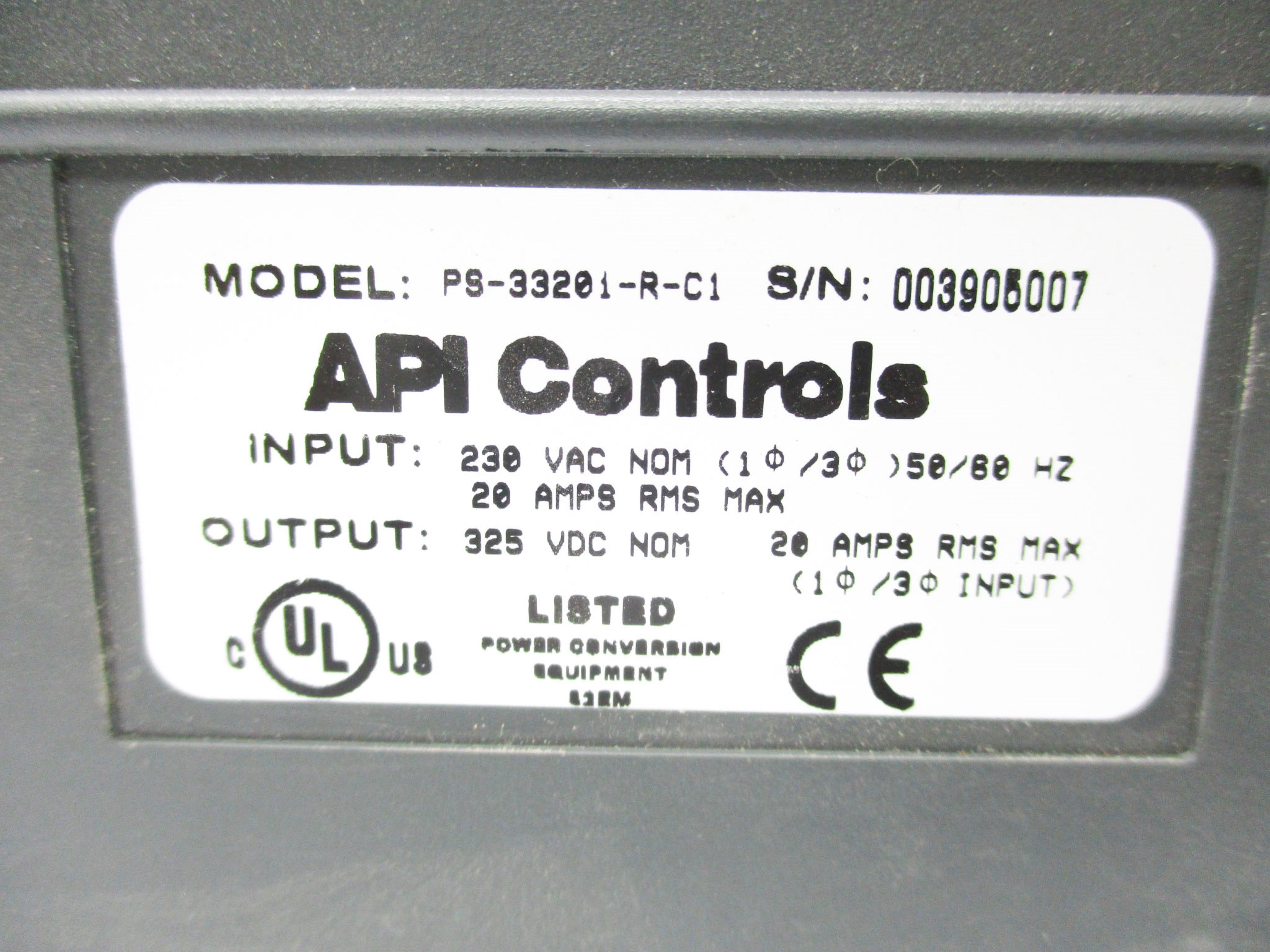 API CONTROLS PS-33201-R-C1 UNMP