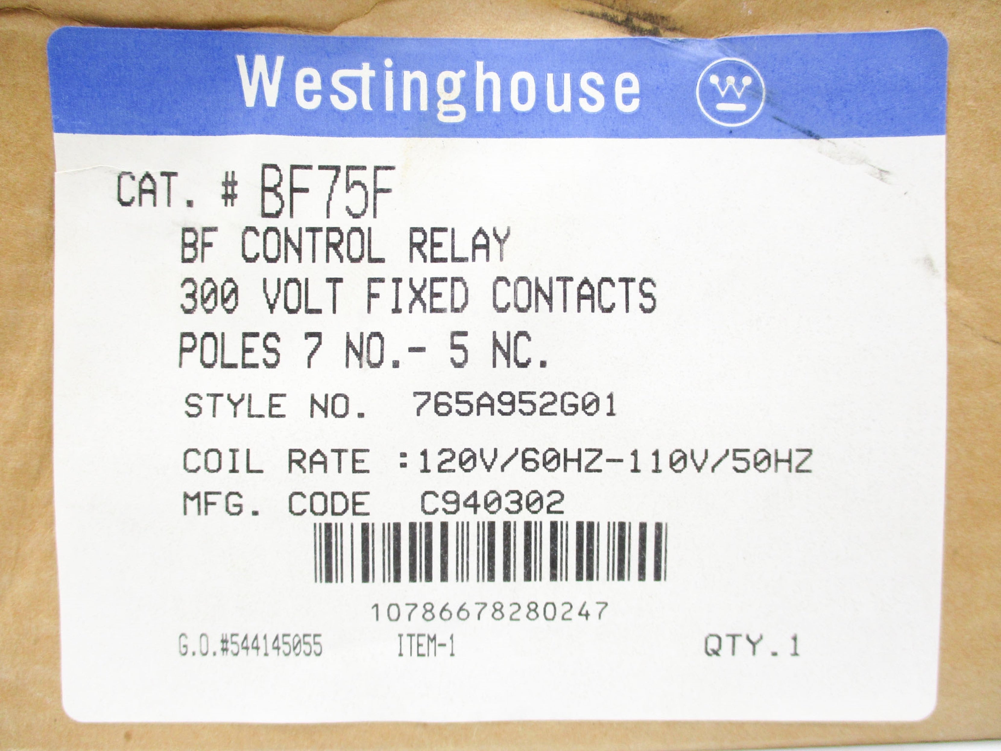 WESTINGHOUSE BF75F 110-120V NSMP