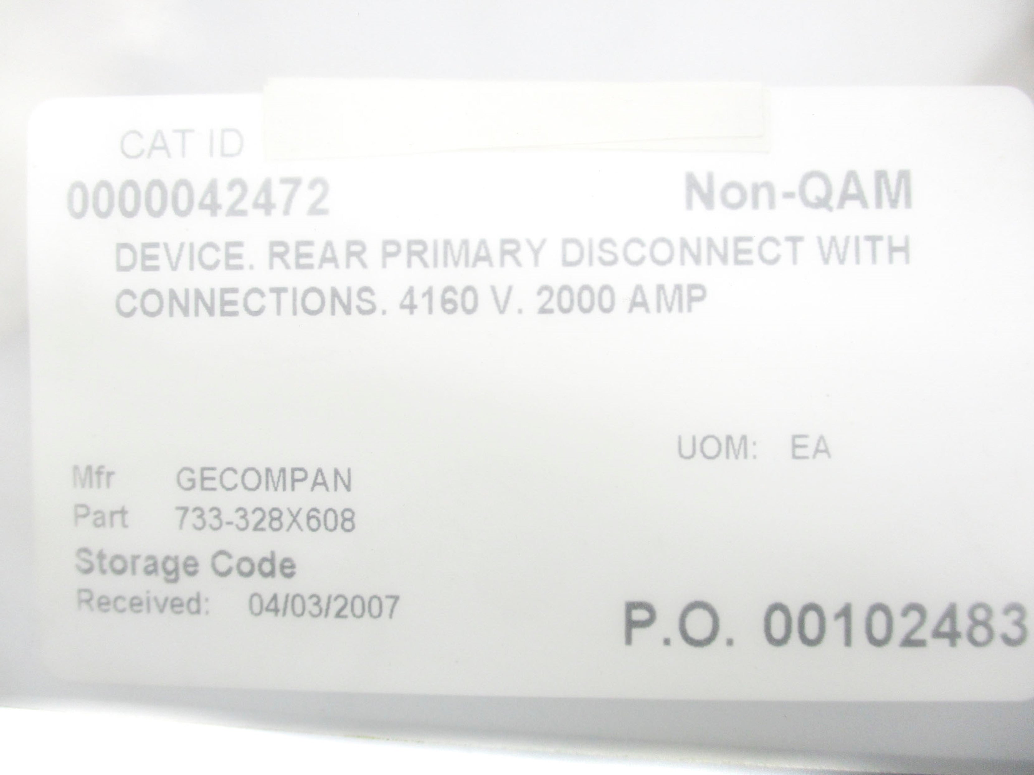 GENERAL ELECTRIC 733-328X608 UNMP