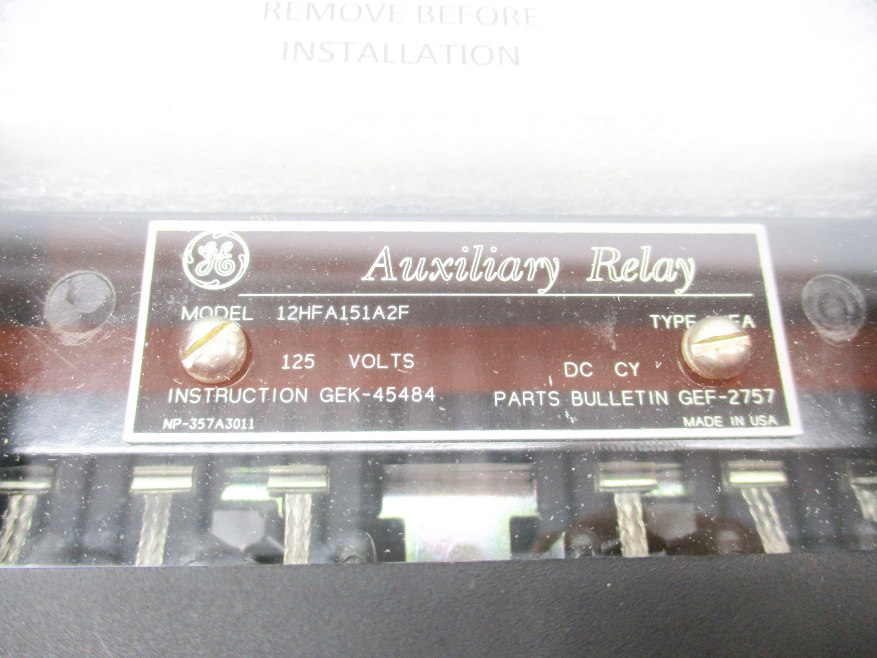 GENERAL ELECTRIC HFA151A2F 125V NSMP