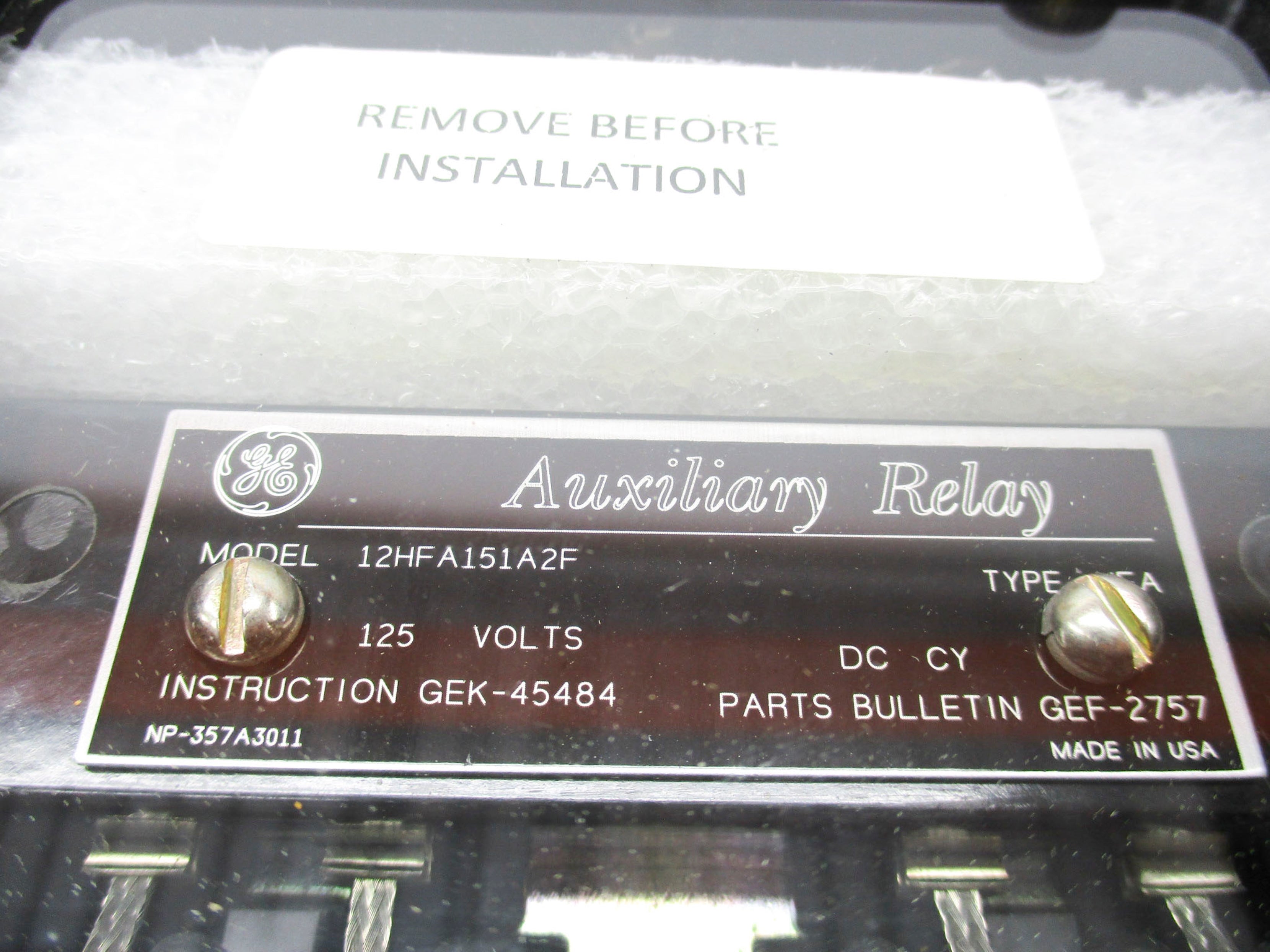 GENERAL ELECTRIC 12HFA151A2F 125V NSNP