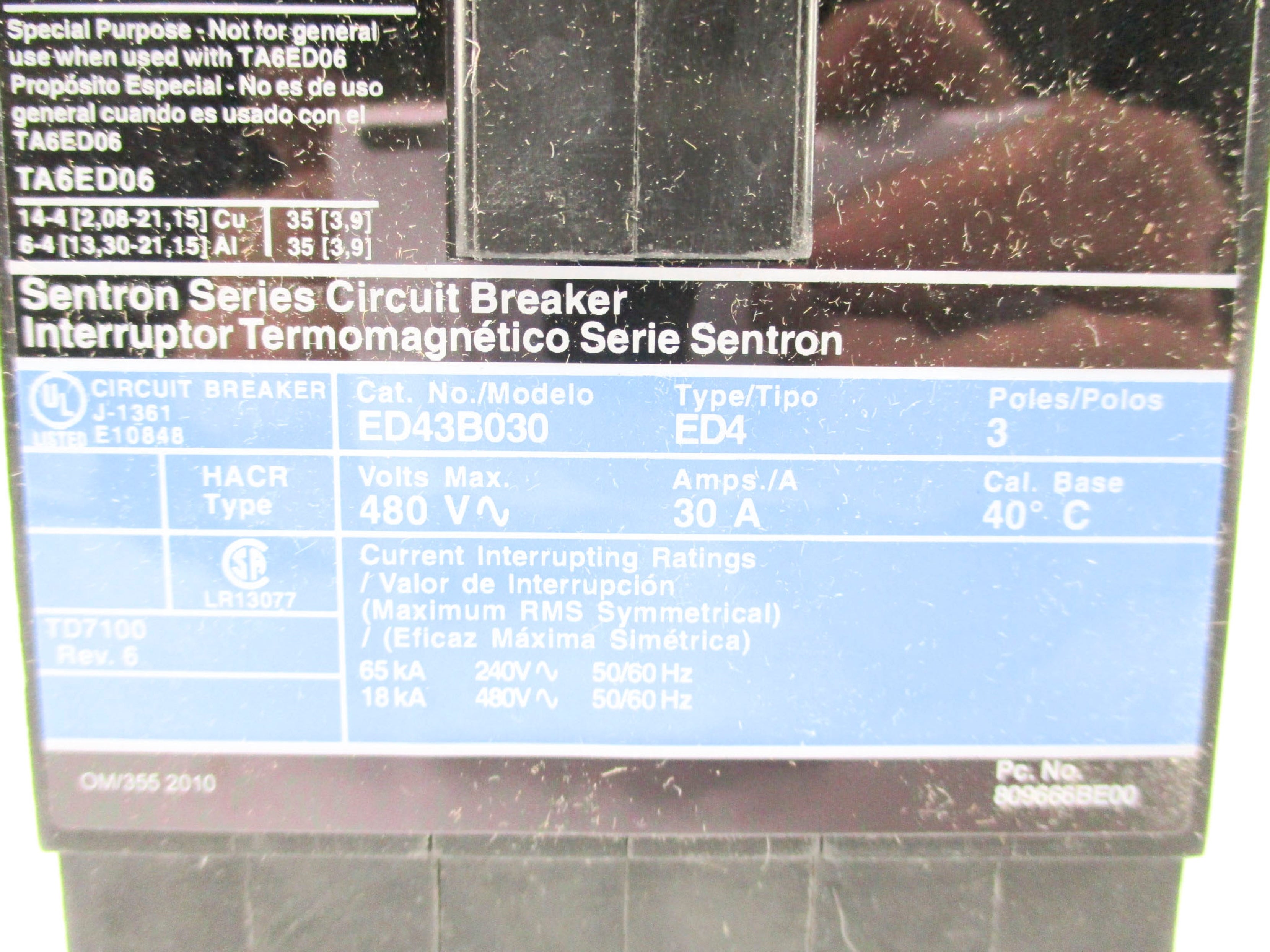 GENERAL ELECTRIC ED43B030 30A 480V NSMP