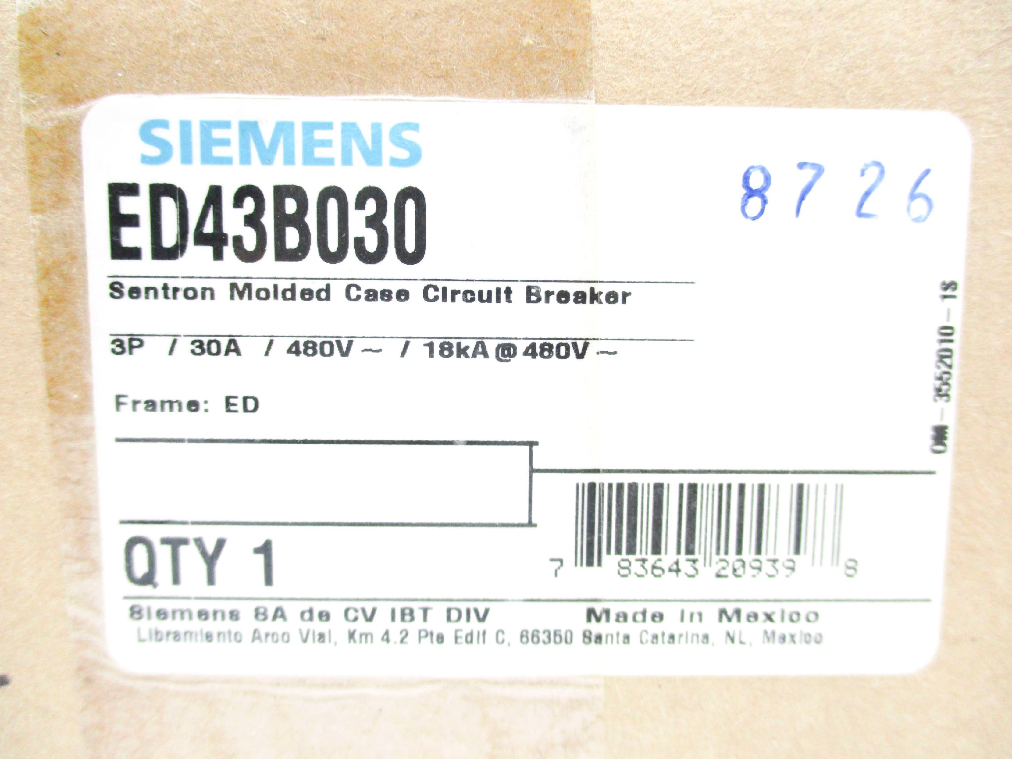 GENERAL ELECTRIC ED43B030 30A 480V NSMP