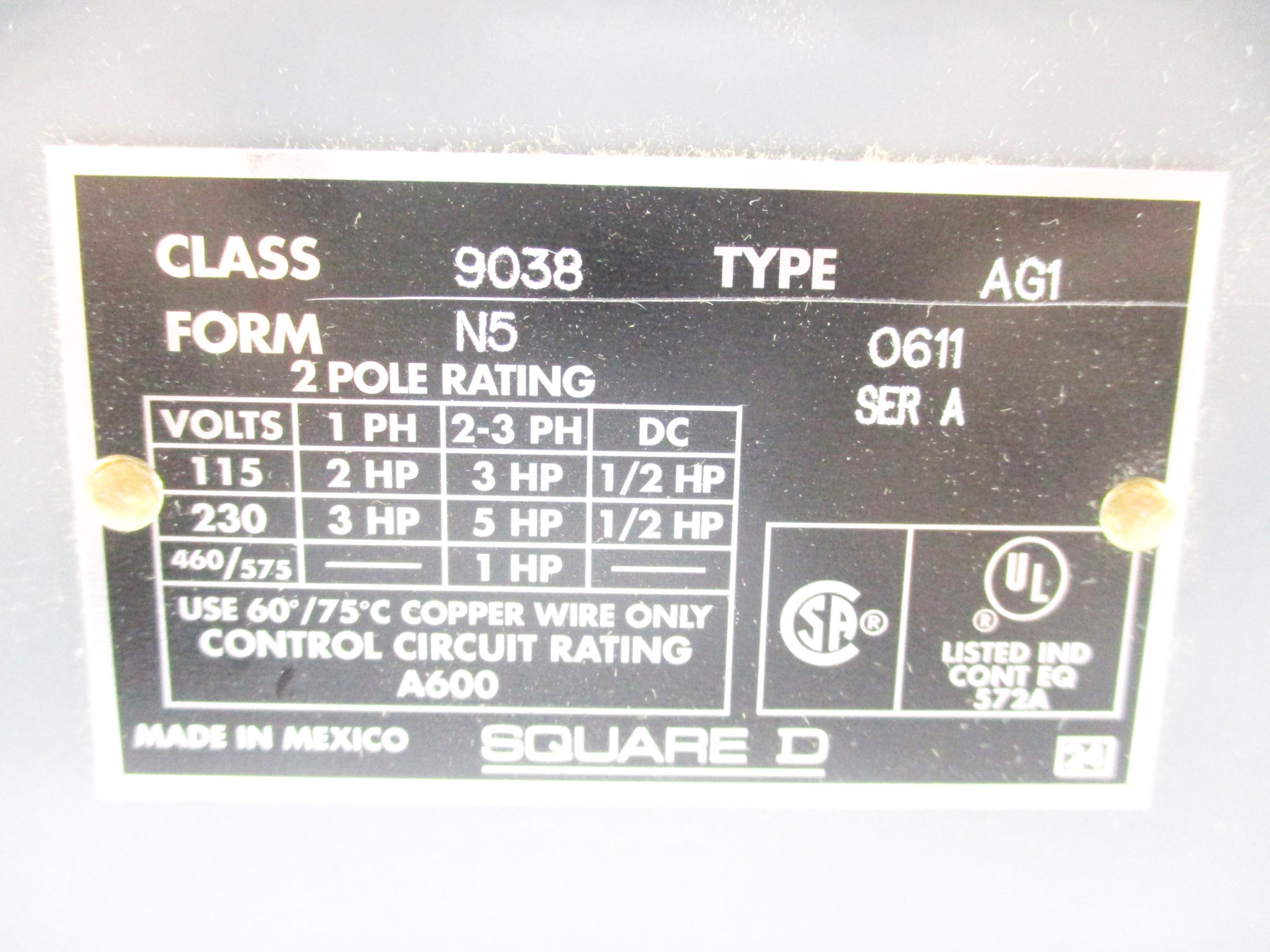 SQUARE D 9038AG1N5 NSMP