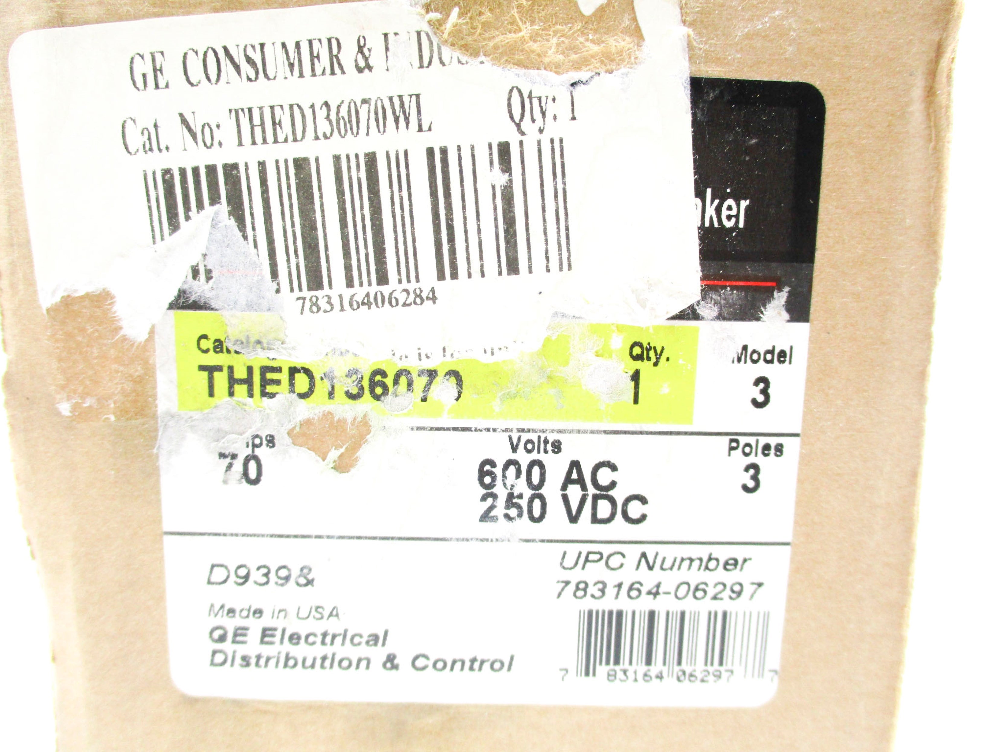 GENERAL ELECTRIC THED136070 70A 600VAC NSMP