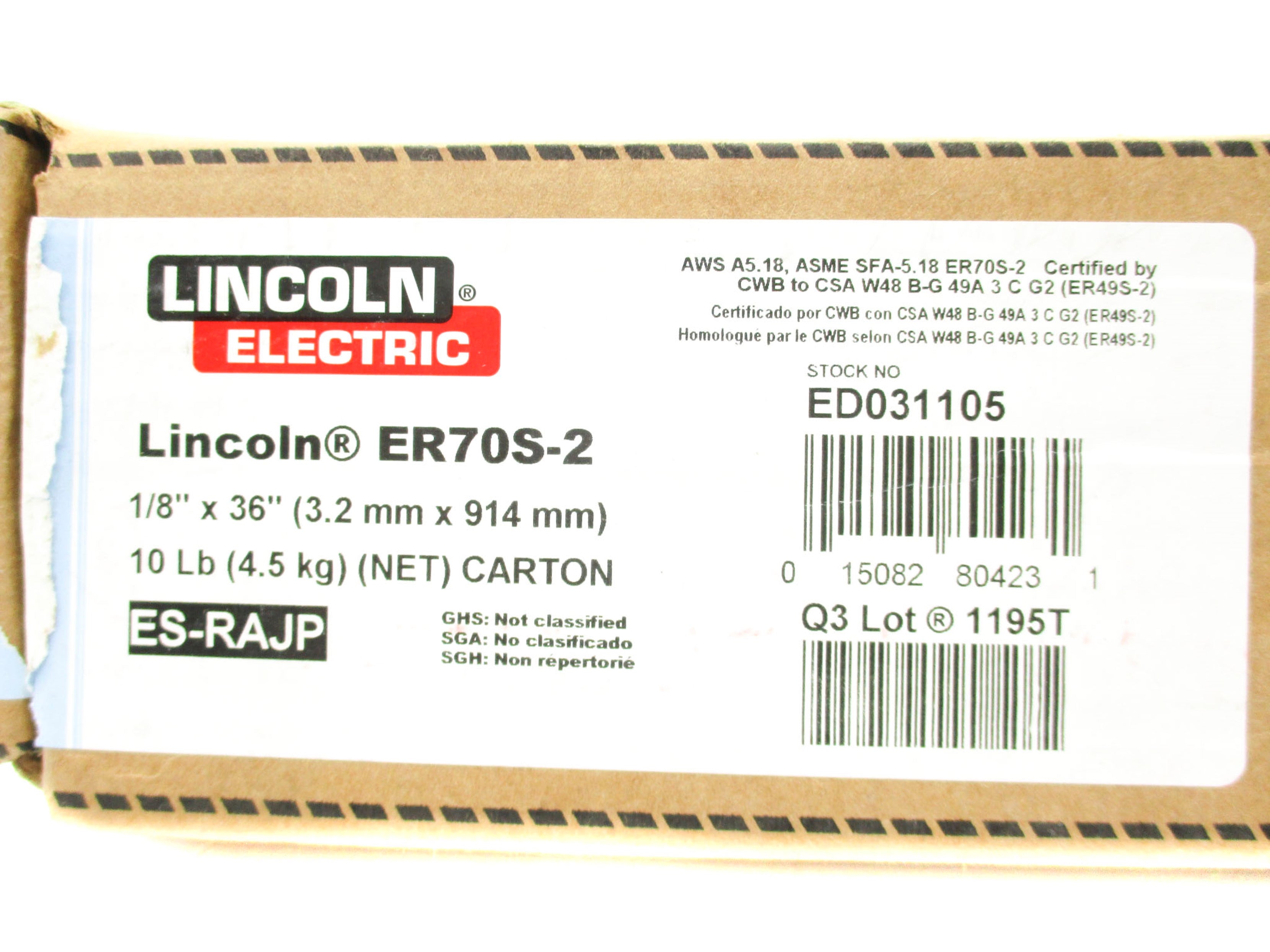 LINCOLN ELECTRIC ER70S-2 10LBS NSMP
