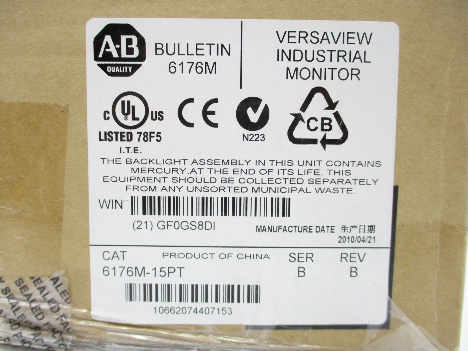 ALLEN BRADLEY 6176M-15PT SER. B REV. B NSMP