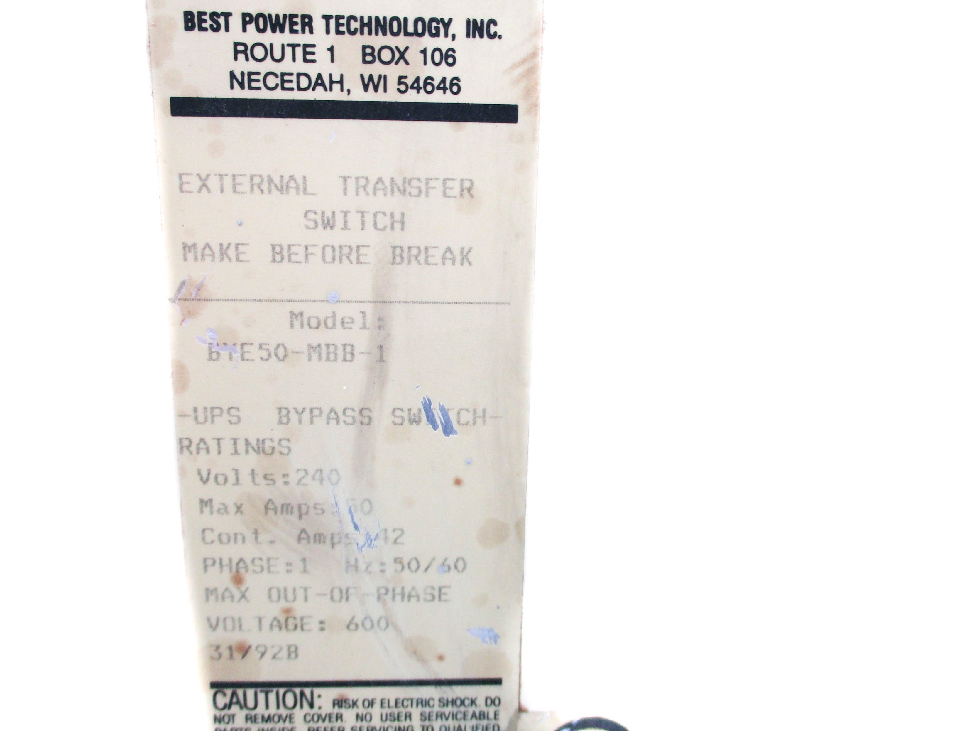 BEST POWER TECHNOLOGY BYE50-MBB-1 UNMP