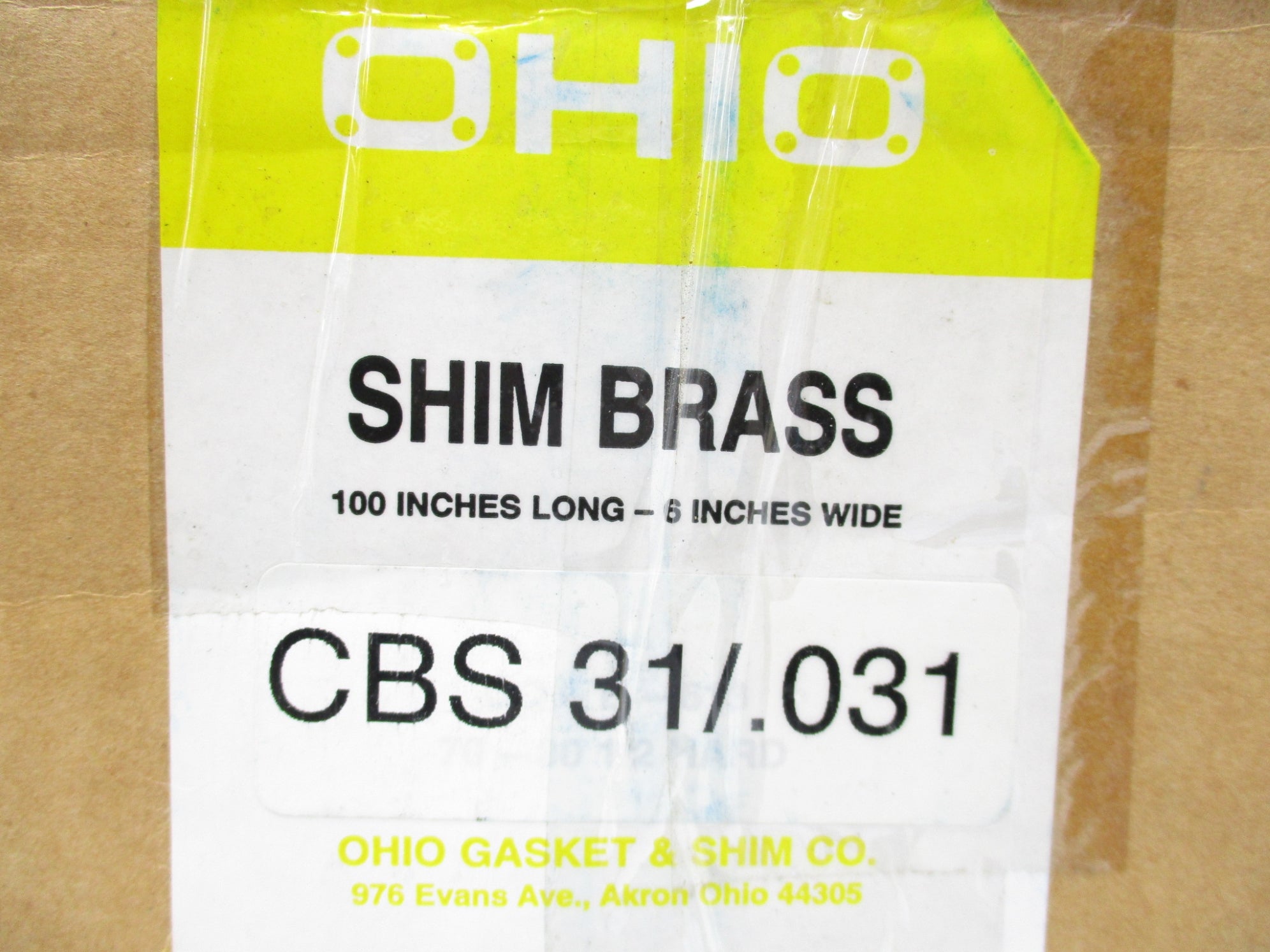 OHIO GASKET & SHIM CBS31/.031 NSMP