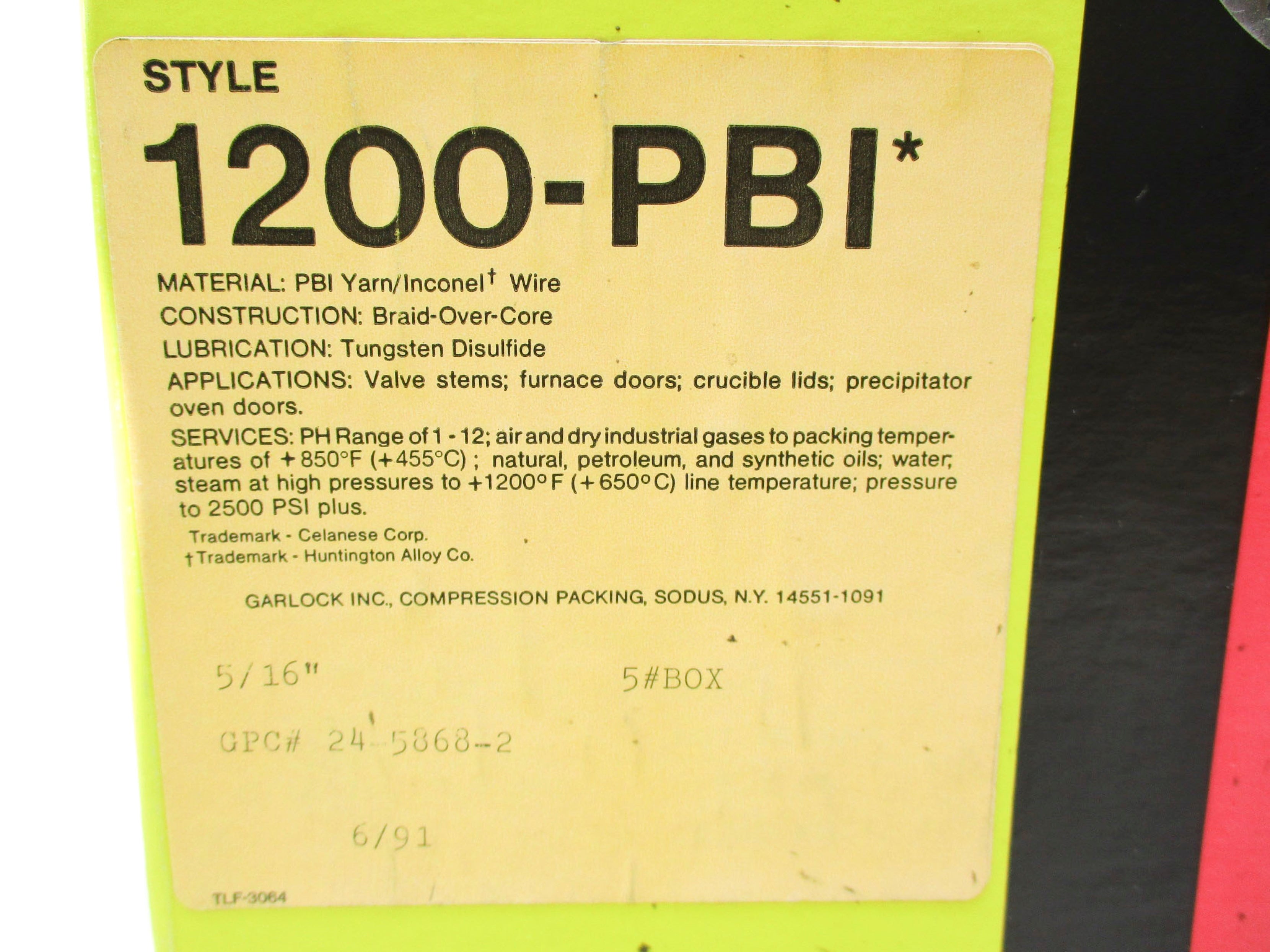 GARLOCK 1200-PBI 5/16" NSMP