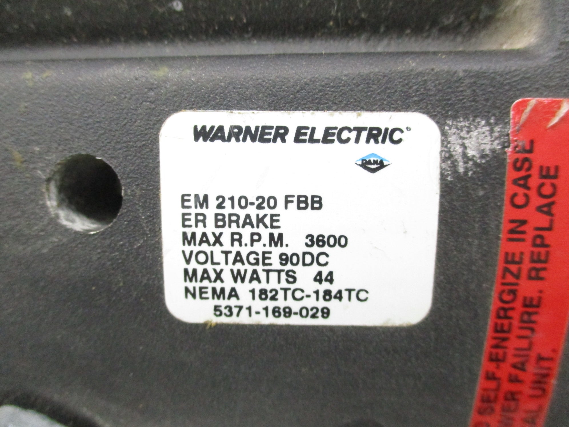WARNER ELECTRIC 5371-169-029 EM210-20FBB 90VDC UNMP