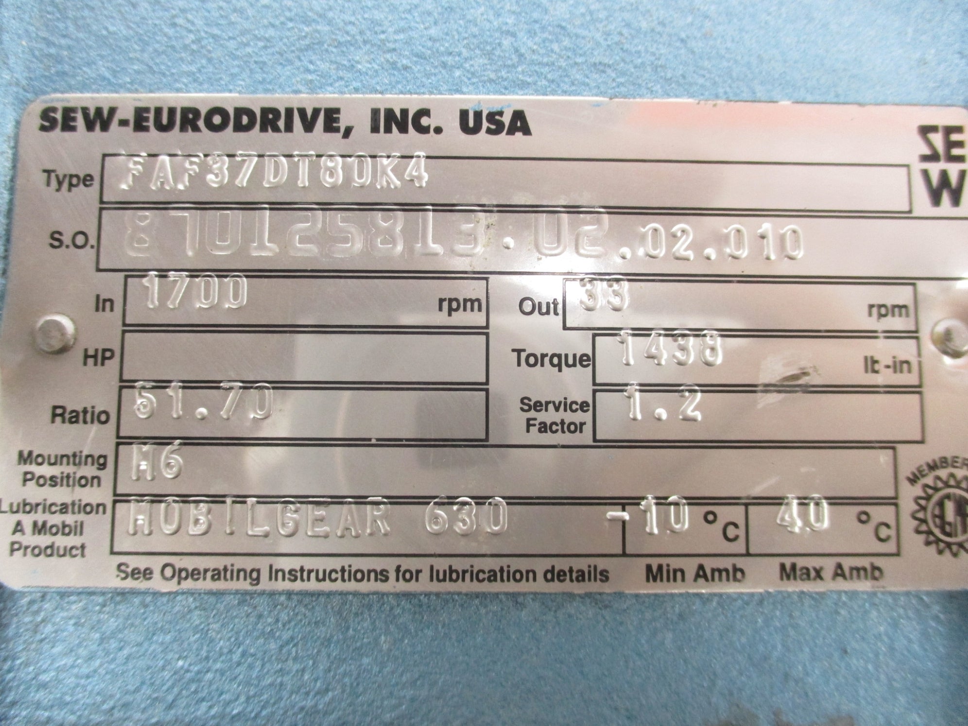SEW-EURODRIVE FAF37DT80K4 NSNP