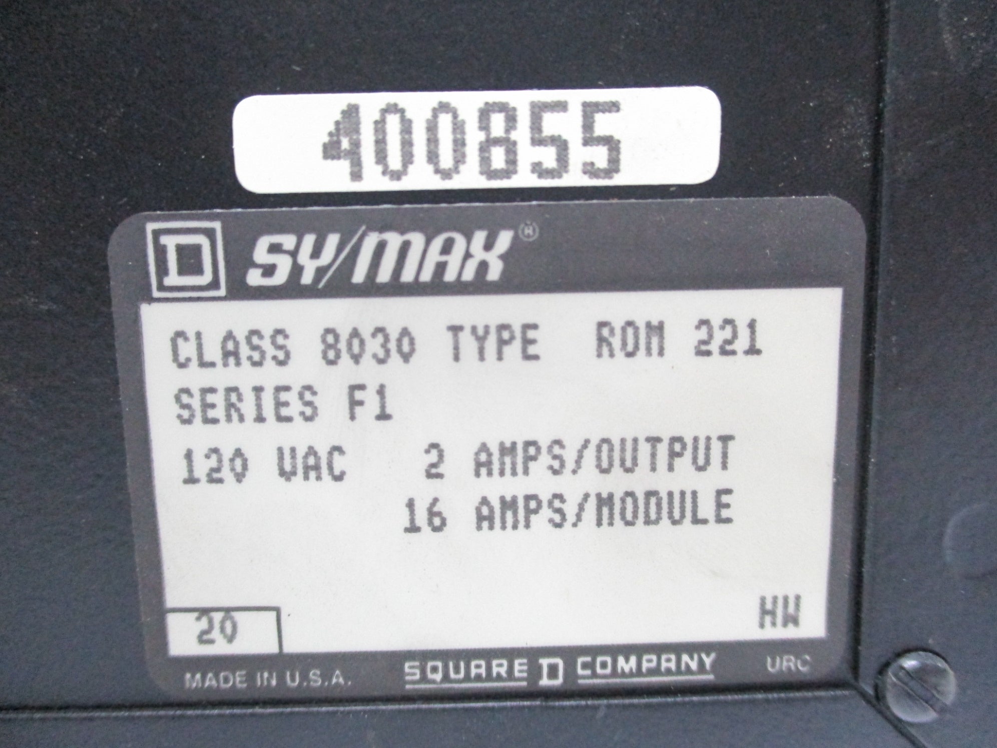 SQUARE D 8030 ROM 221 SER. F1 120 VAC (RED) UNMP