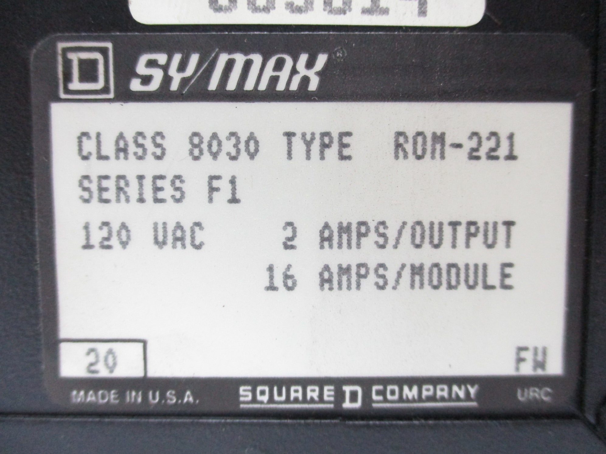 SQUARE D 8030 ROM-221 SER. F1 120 VAC (RED) UNMP