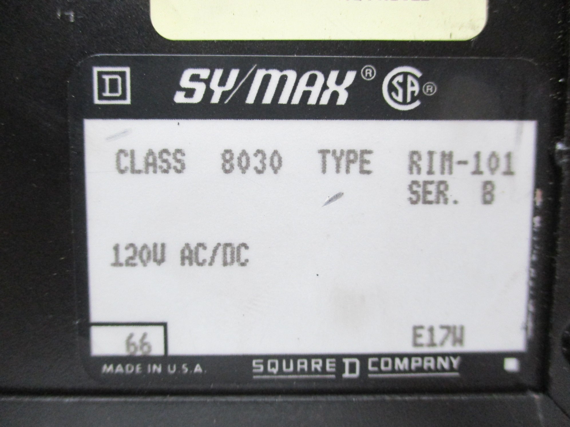 SQUARE D 8030 RIM-101 SER. B 120V (YELLOW) UNMP