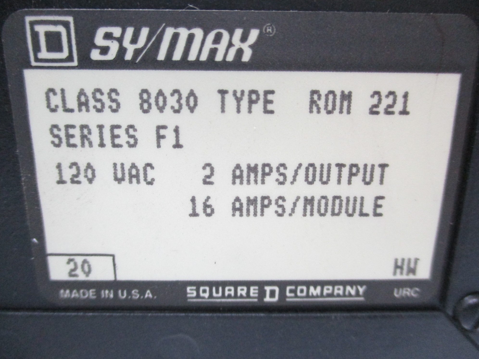 SQUARE D 8030 ROM-221 SER. F1 UNMP