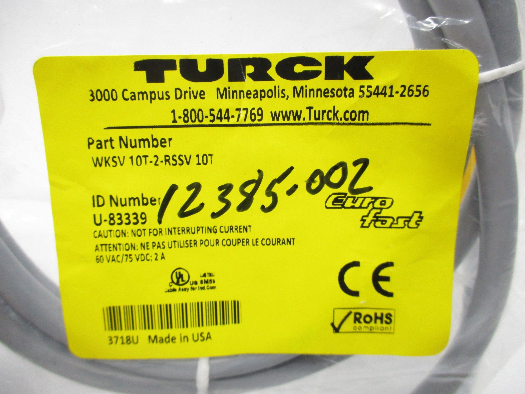 TURCK WKSV10T-2-RSSV10T NSMP
