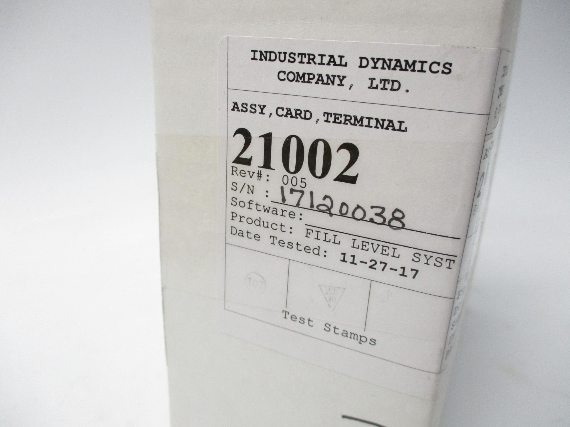 INDUSTRIAL DYNAMICS 21002 REV. 005 NSFS