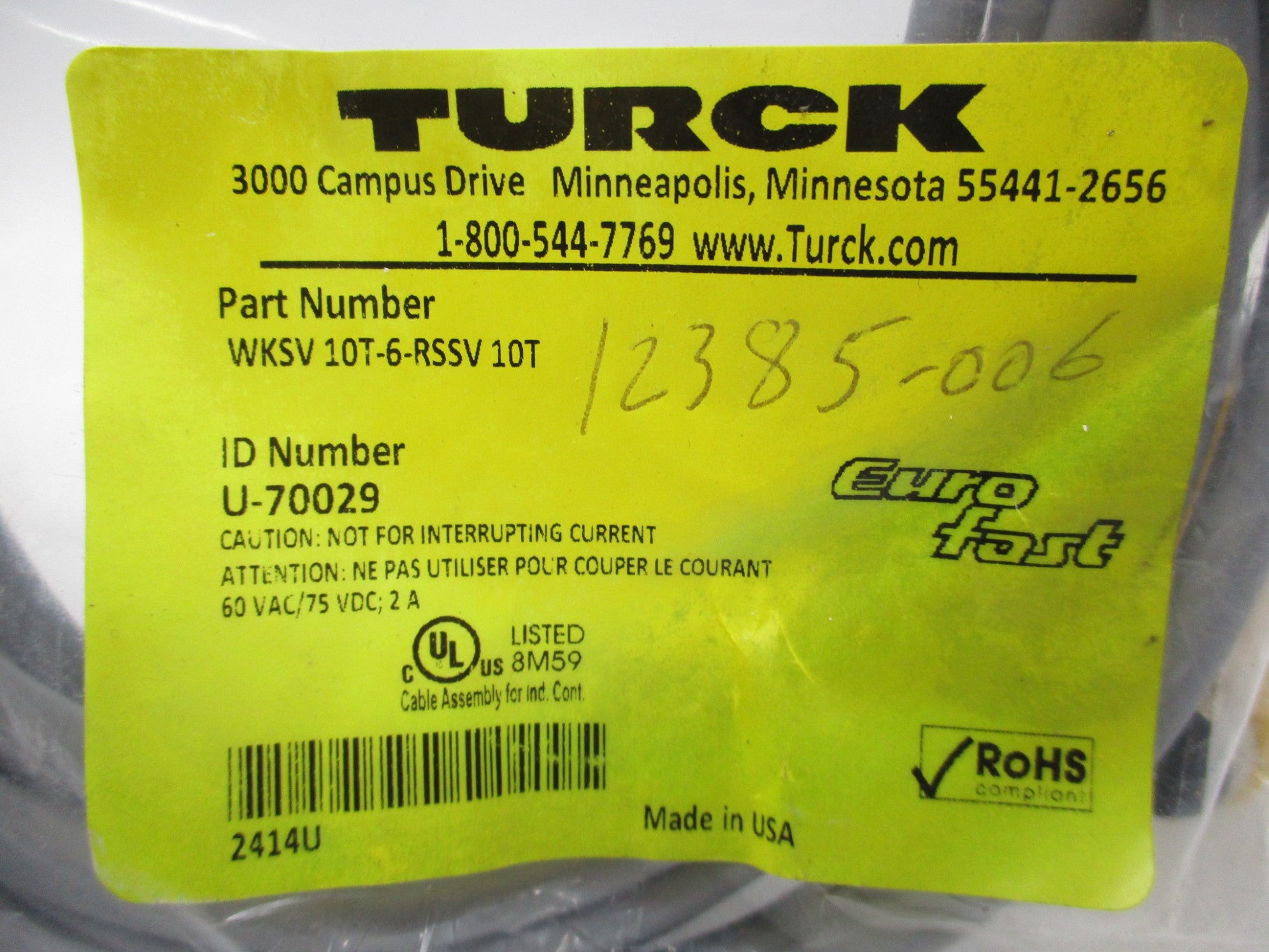 TURCK WKSV10T-6-RSSV10T NSMP