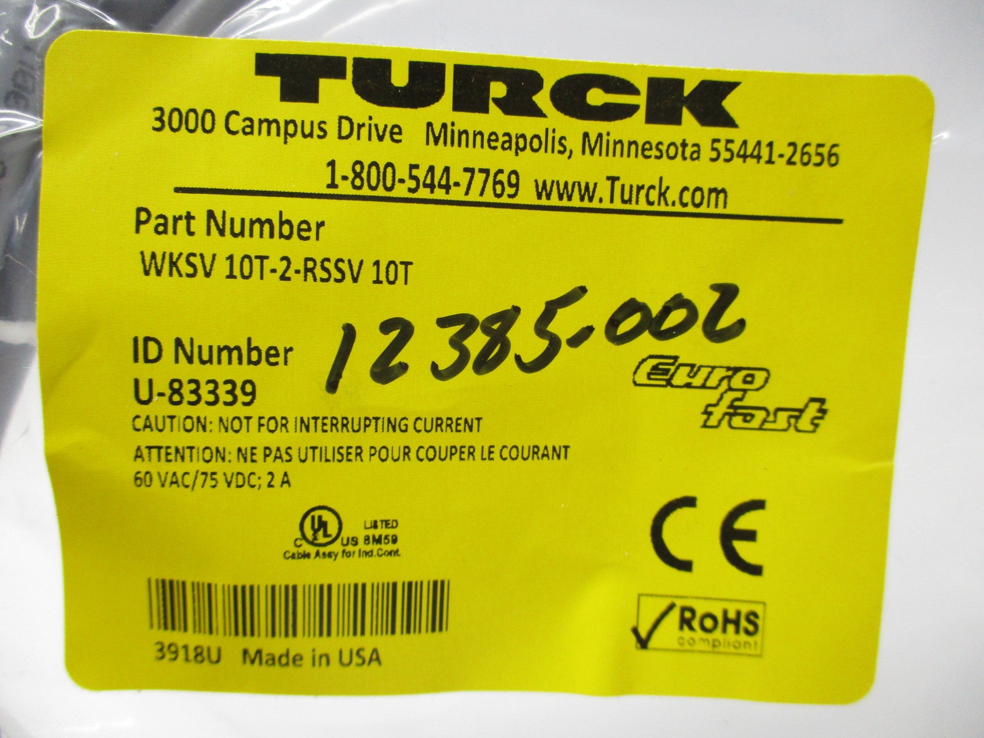 TURCK WKSV10T-2-RSSV10T NSMP