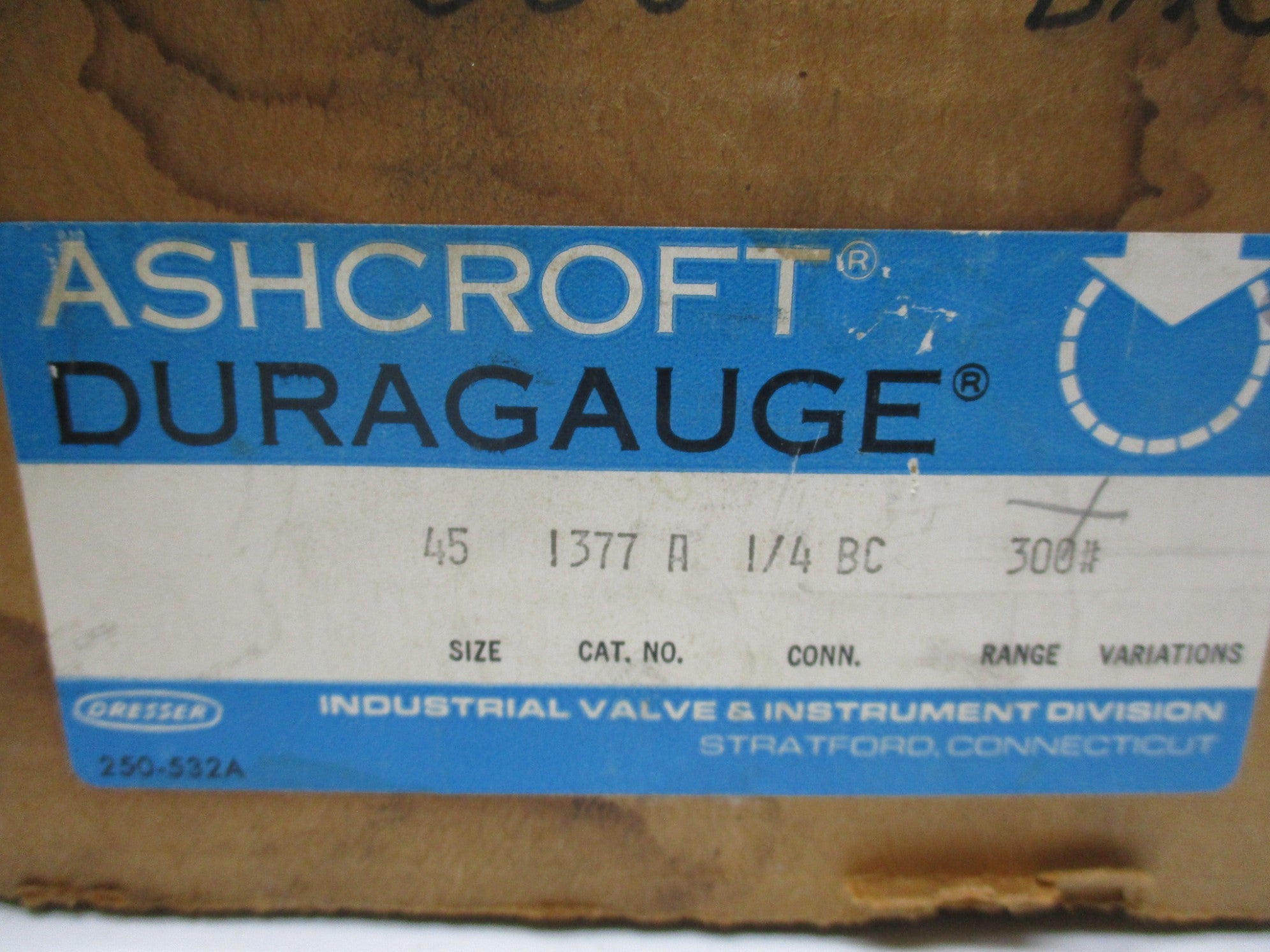 ASHCROFT 451377A1/4BC300# 0-160PSIG NSMP