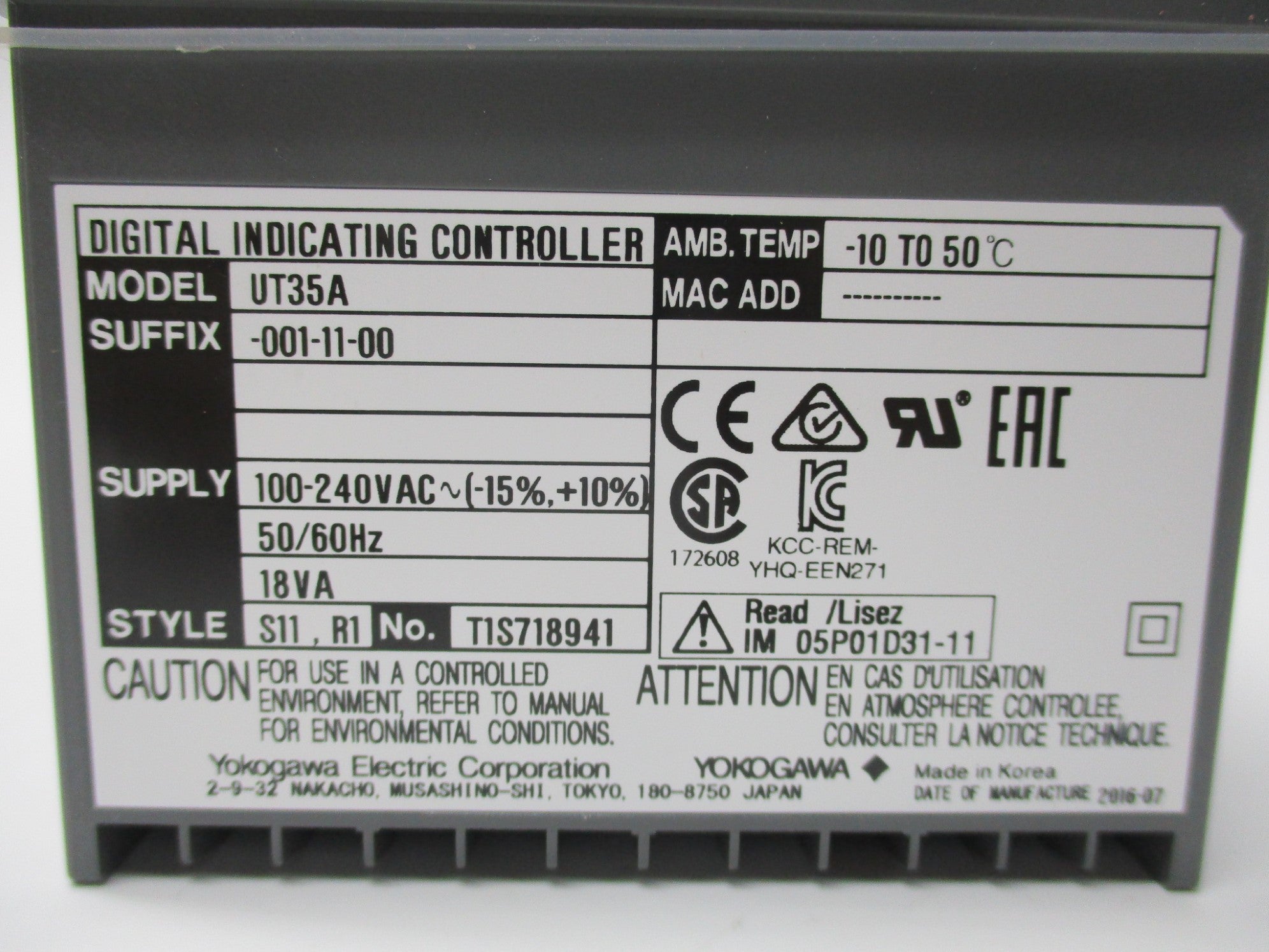 YOKOGAWA UT35A-001-11-00 NSMP