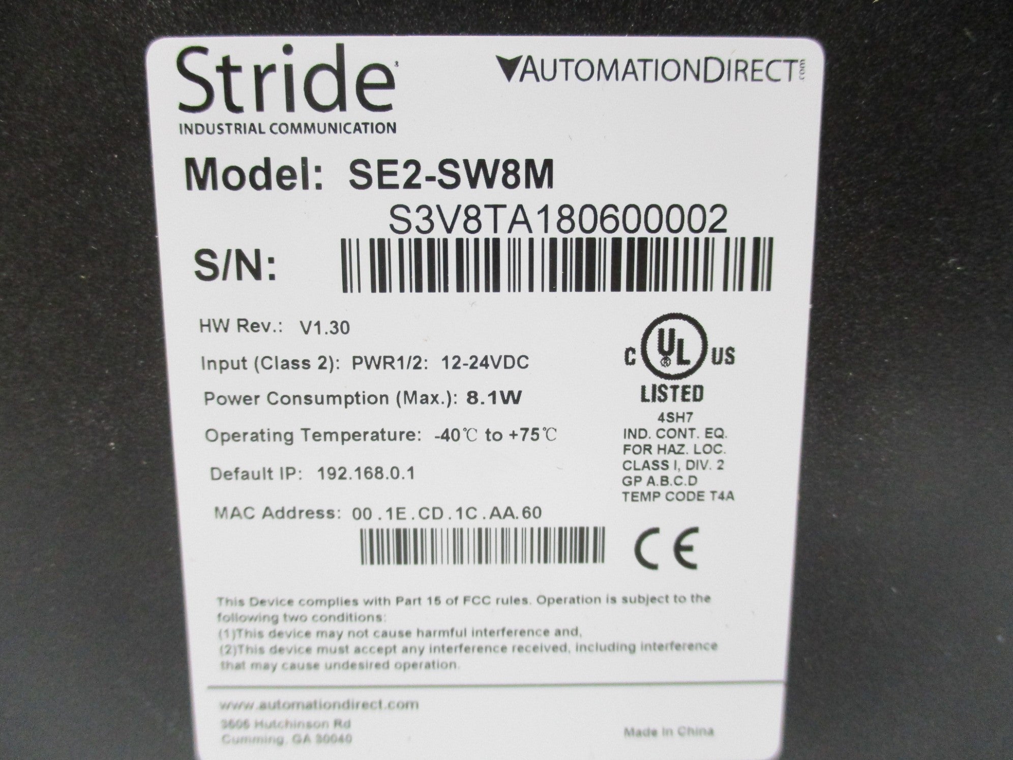 AUTOMATION DIRECT SE2-SW8M NSMP