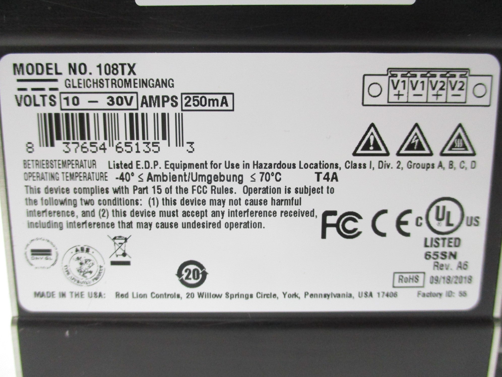 RED LION CONTROLS N-TRON 108TX 10-30V NSMP